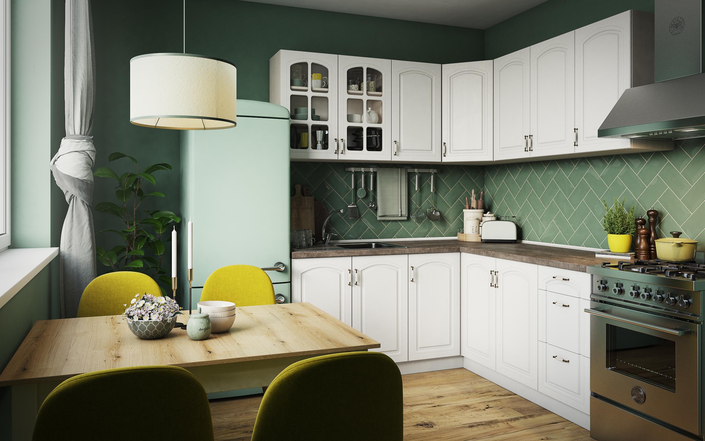 Bucatarie de colt Mirela CM K, textura alba  5