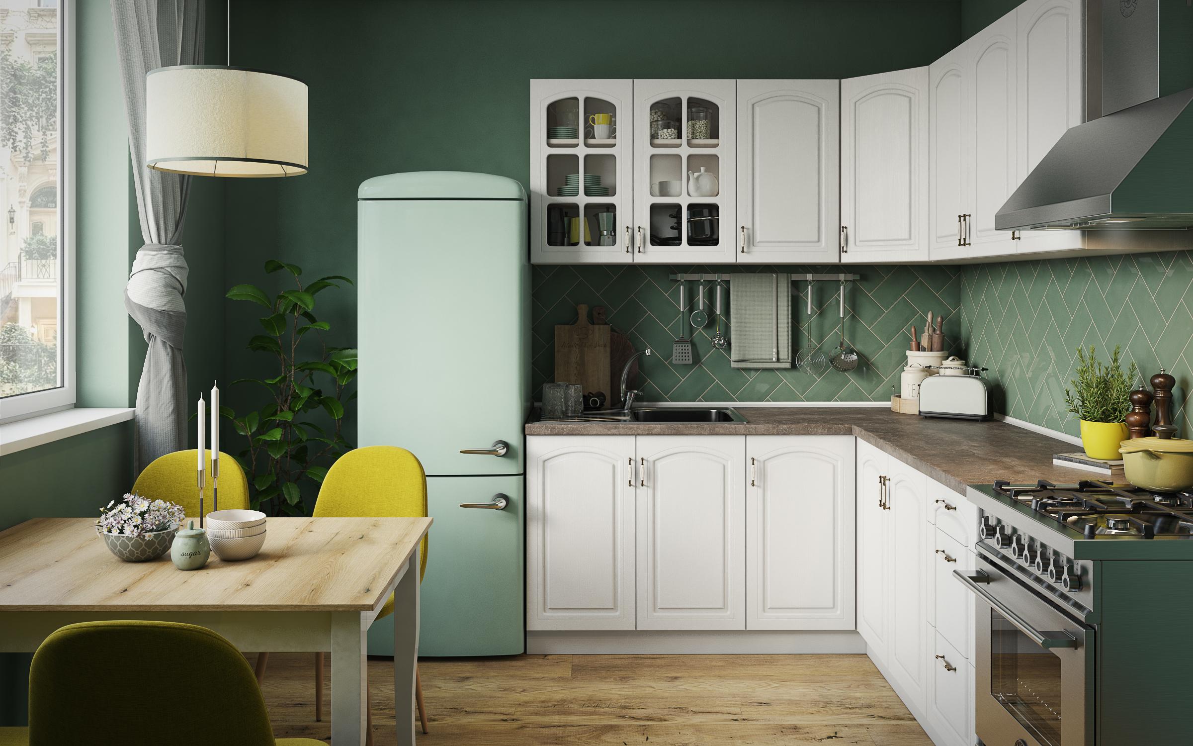 Bucatarie de colt Mirela CM K, textura alba  6