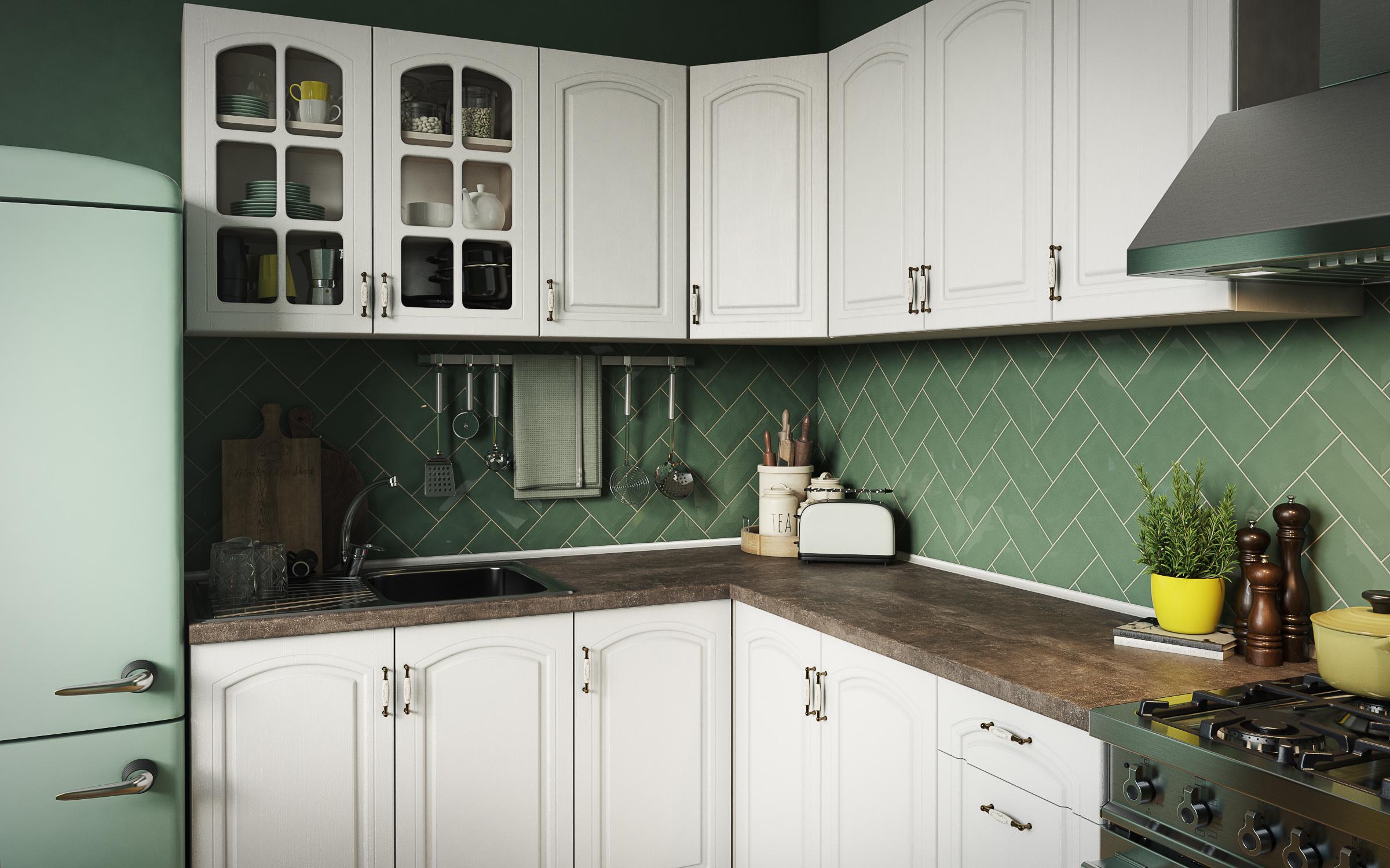 Bucatarie de colt Mirela CM K, textura alba  7