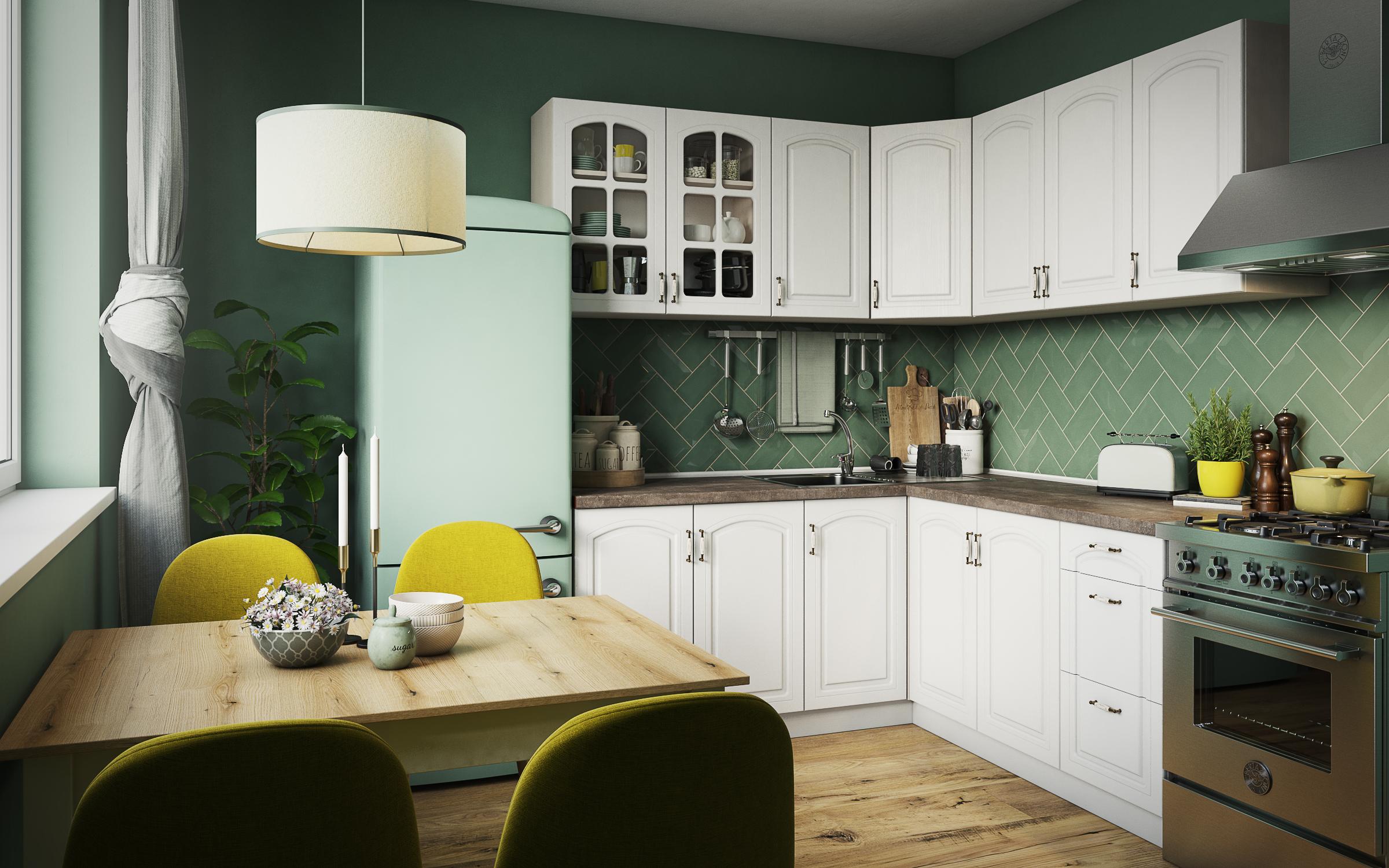 Bucatarie de colt Mirela CM K, textura alba  9