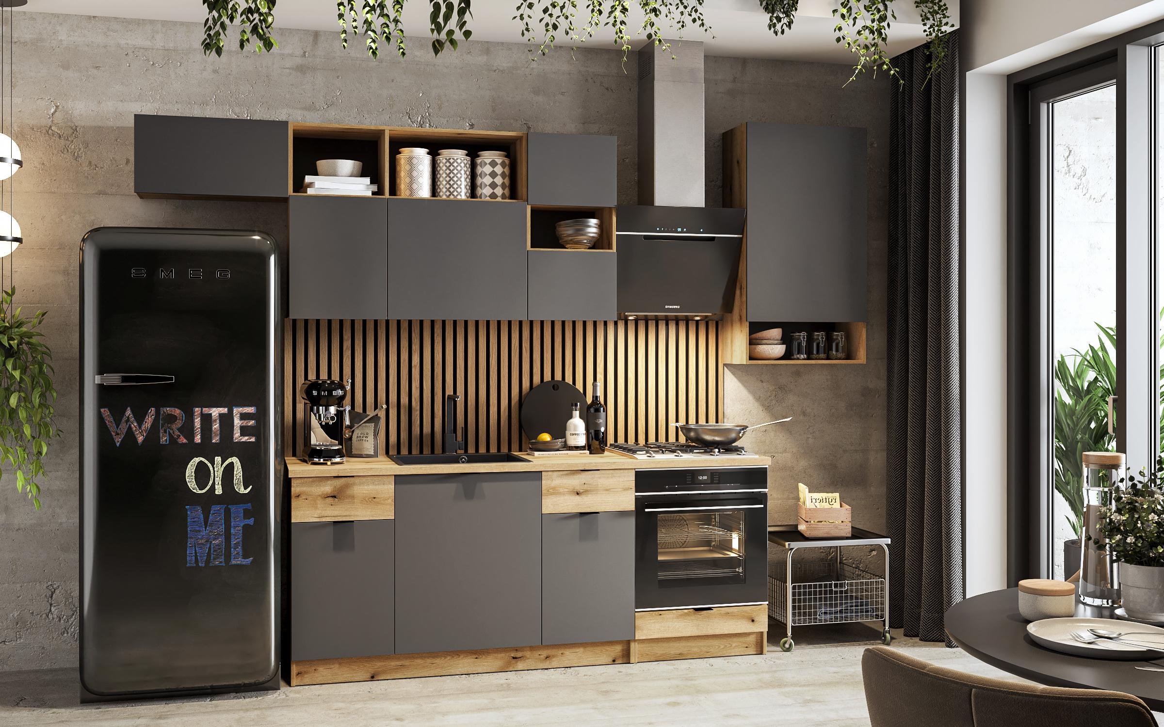 Bucatarie Ramona, stejar evoc + antracit mat  5