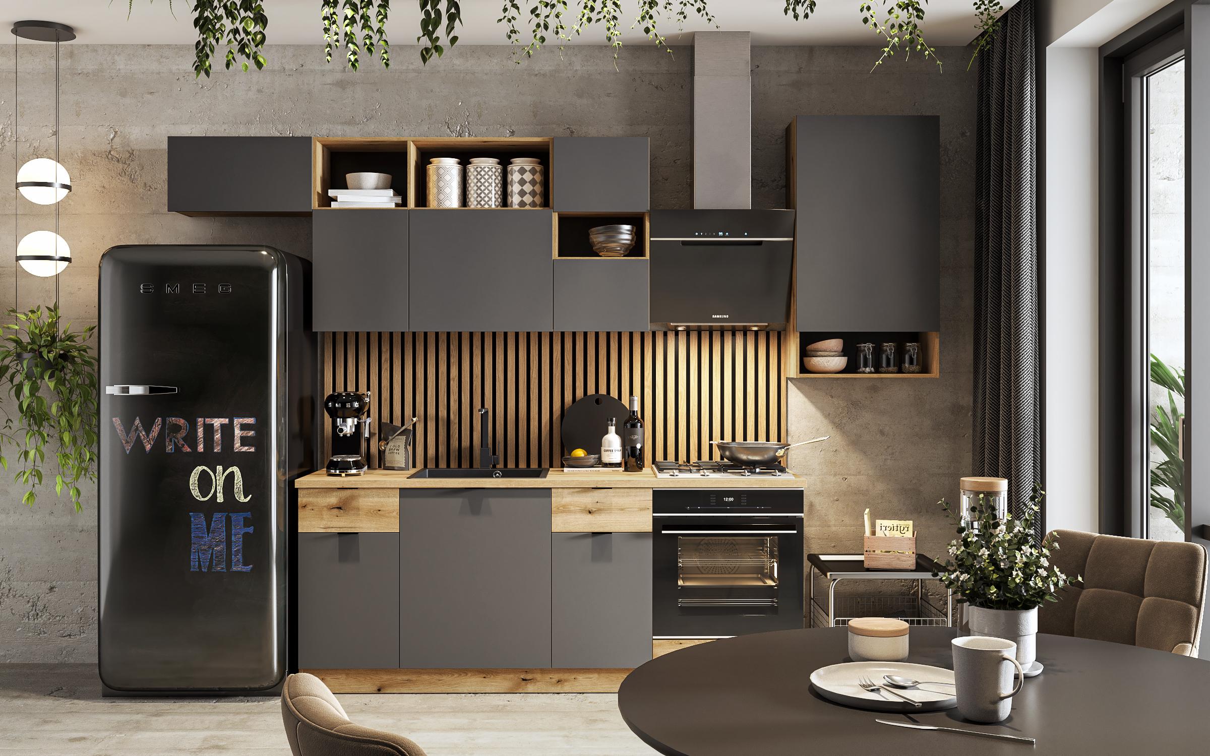 Bucatarie Ramona, stejar evoc + antracit mat  4