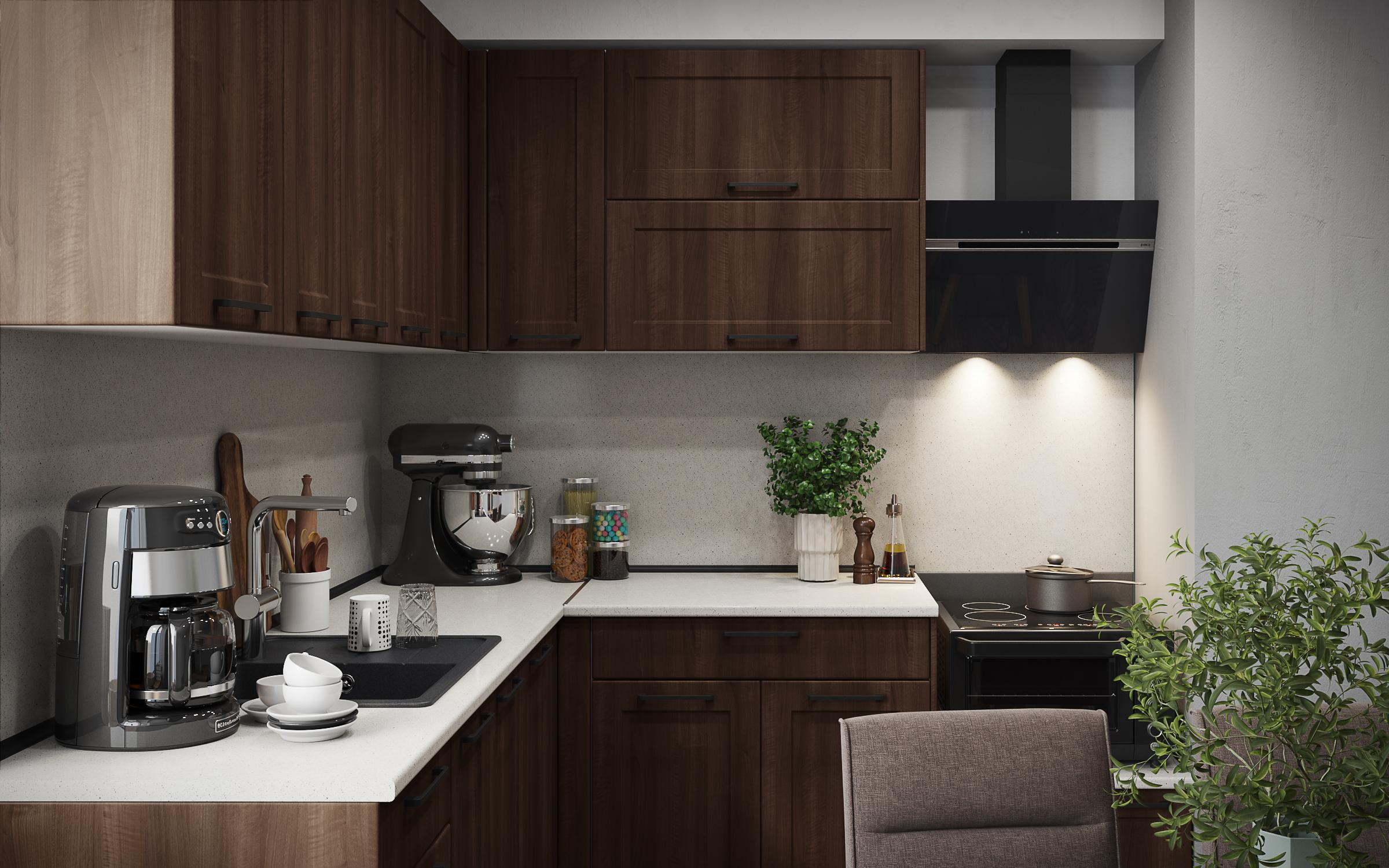 Dulap-vitrina de bucatarie Sena 40, nuc  4