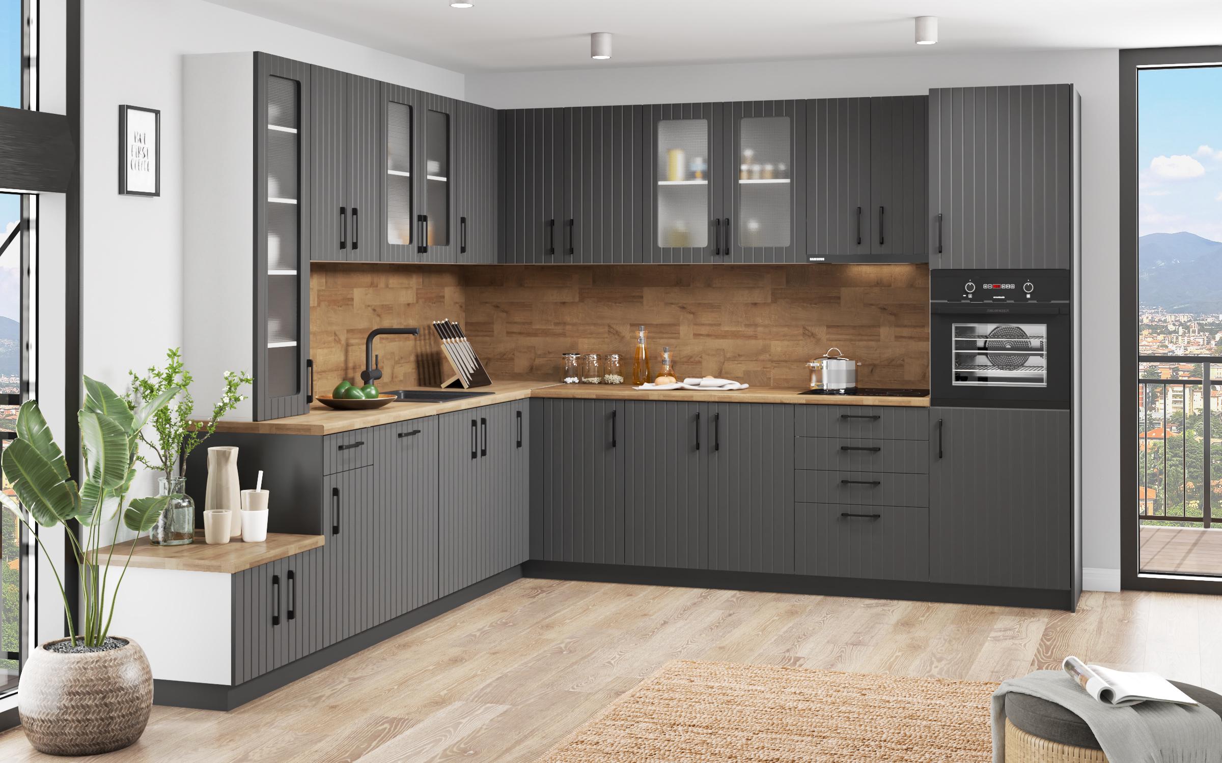 Dulap de bucatarie pentru sticle Ava 29, grafit  3