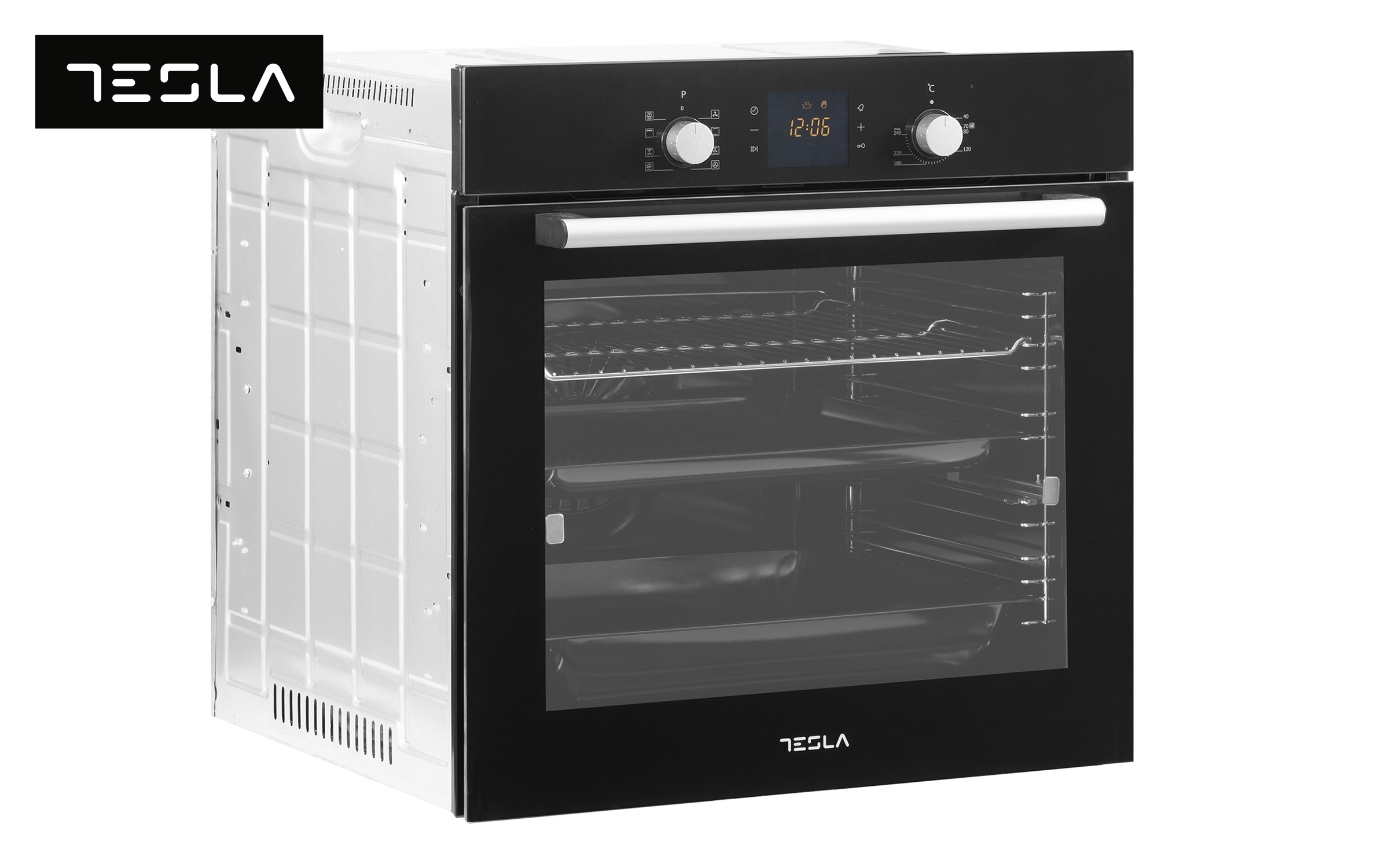 Cuptor incorporabil, plita ceramica si hota Tesla Set electrocasnice + CADOU, negru + gri  3