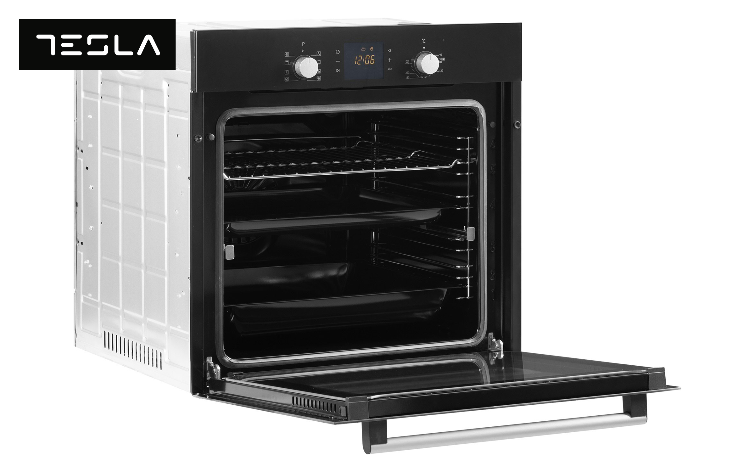 Cuptor incorporabil, plita ceramica si hota Tesla Set electrocasnice + CADOU, negru + gri  4