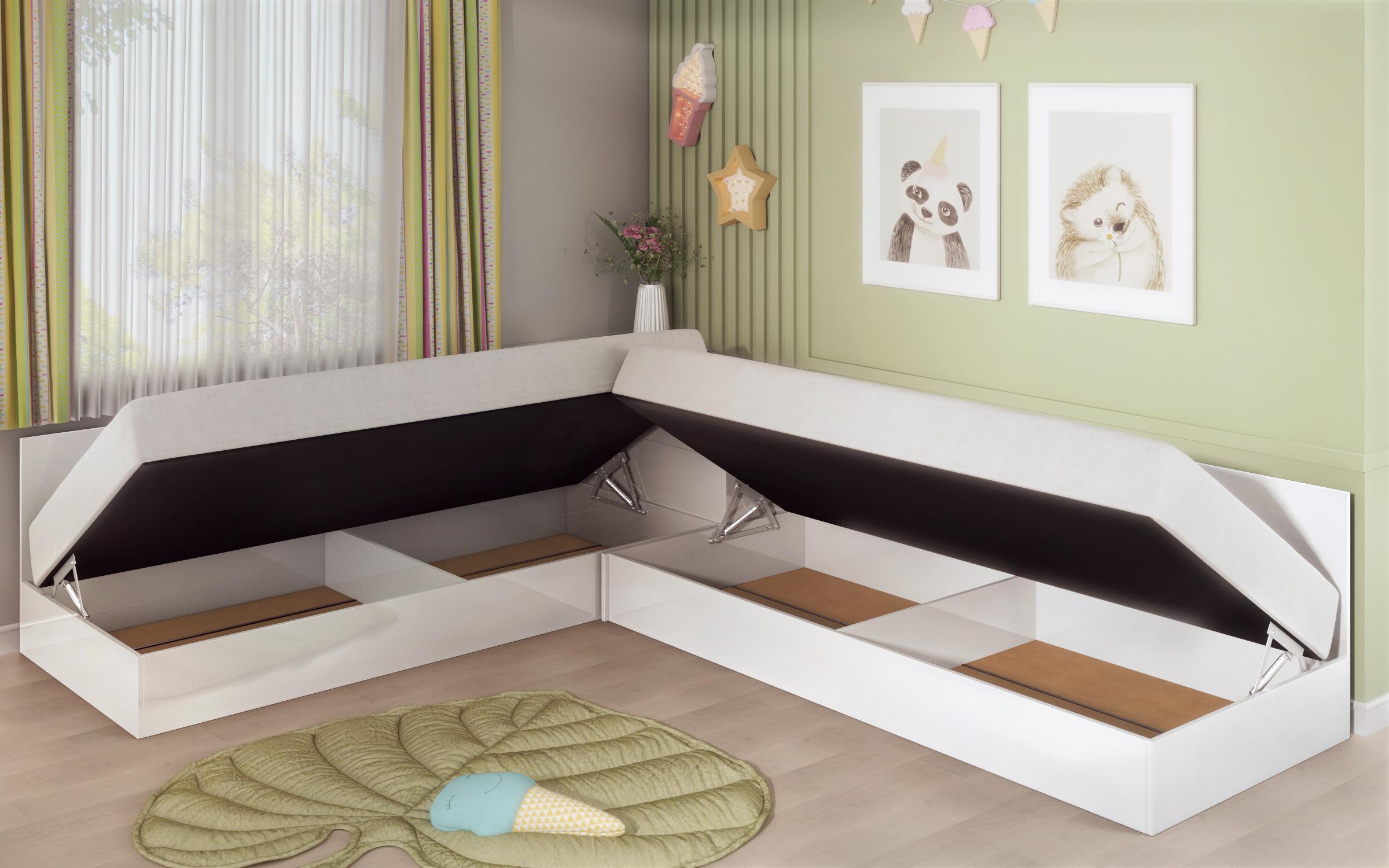 Угловые кровати с ящиком под матрас 82/190 Альпы,   3