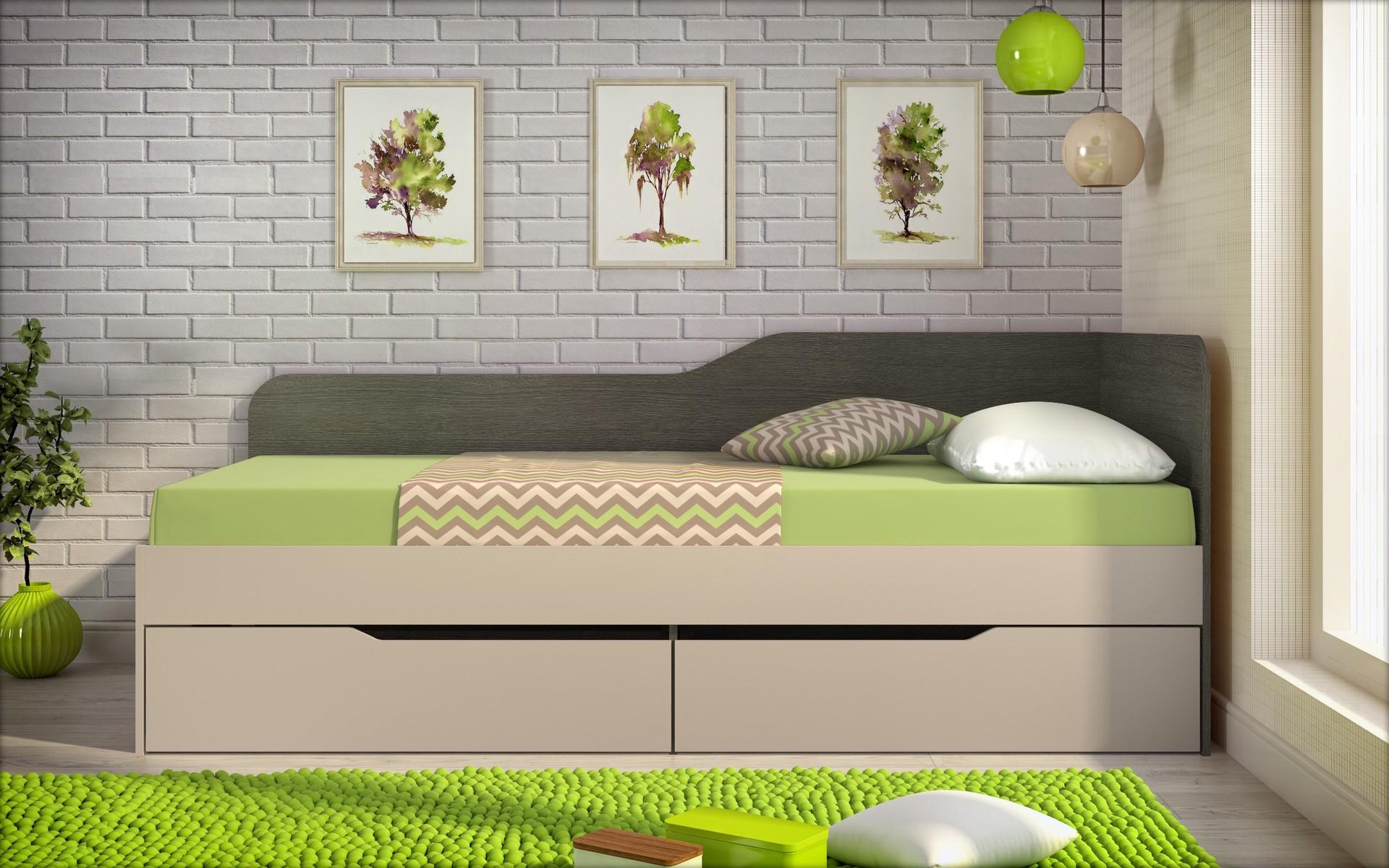 Pat + sertare 90/200 Amico, stejar antracit + casmir  4