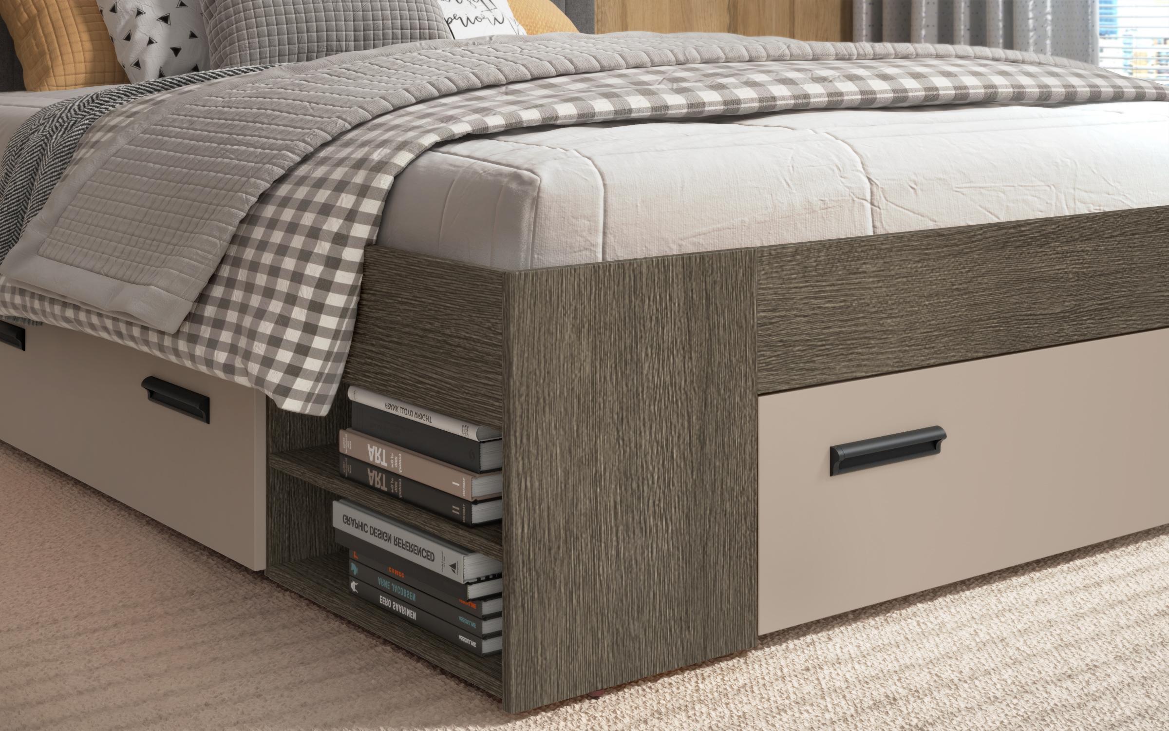 Pat dublu 160/200 Trace, stejar antracit + casmir + gri Ej46  6