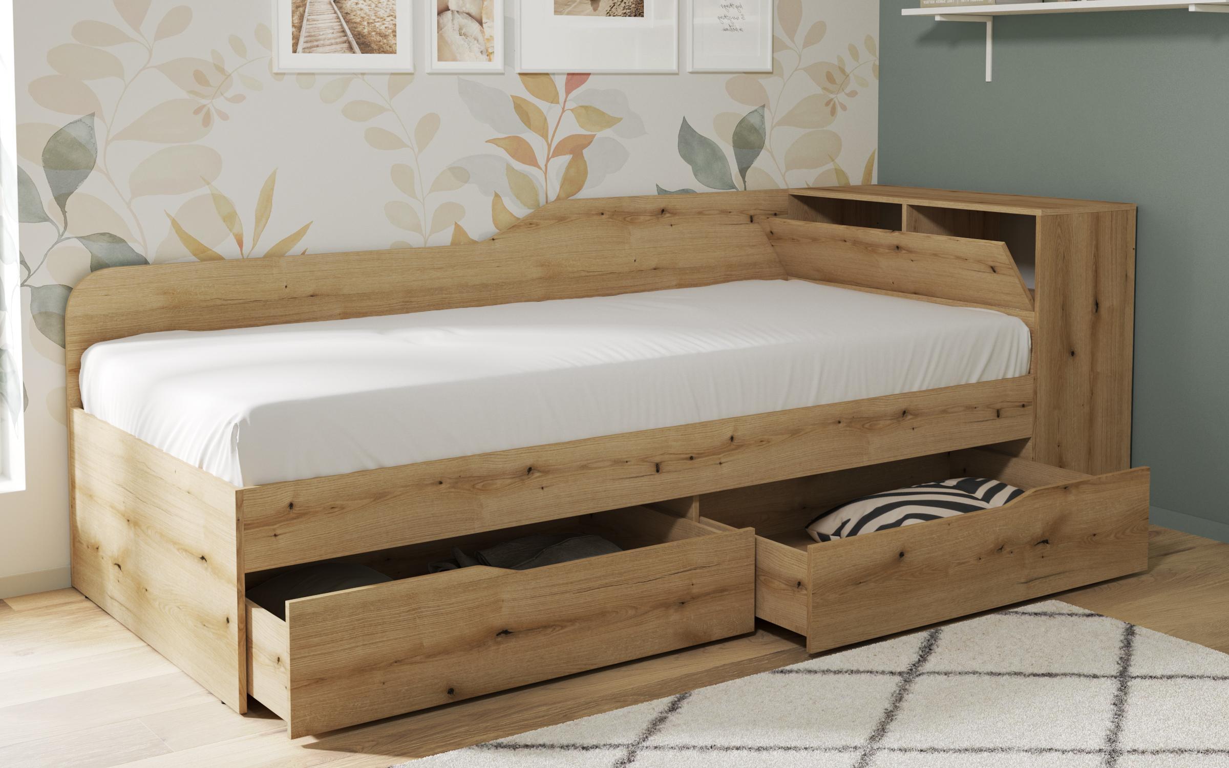 Pat 90/200 + lada + sertare Ester II, stejar evoc  4