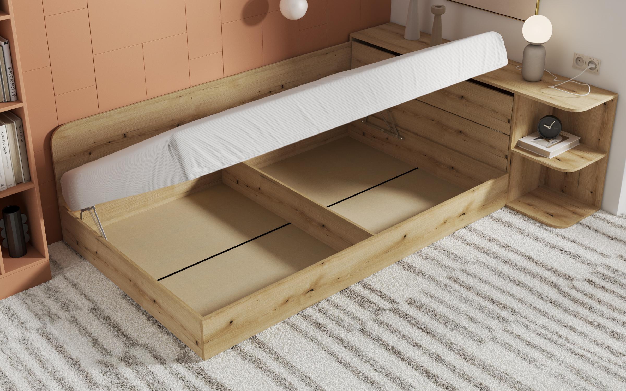 Pat cu lada 120/190 Fensi, stejar evoc  4