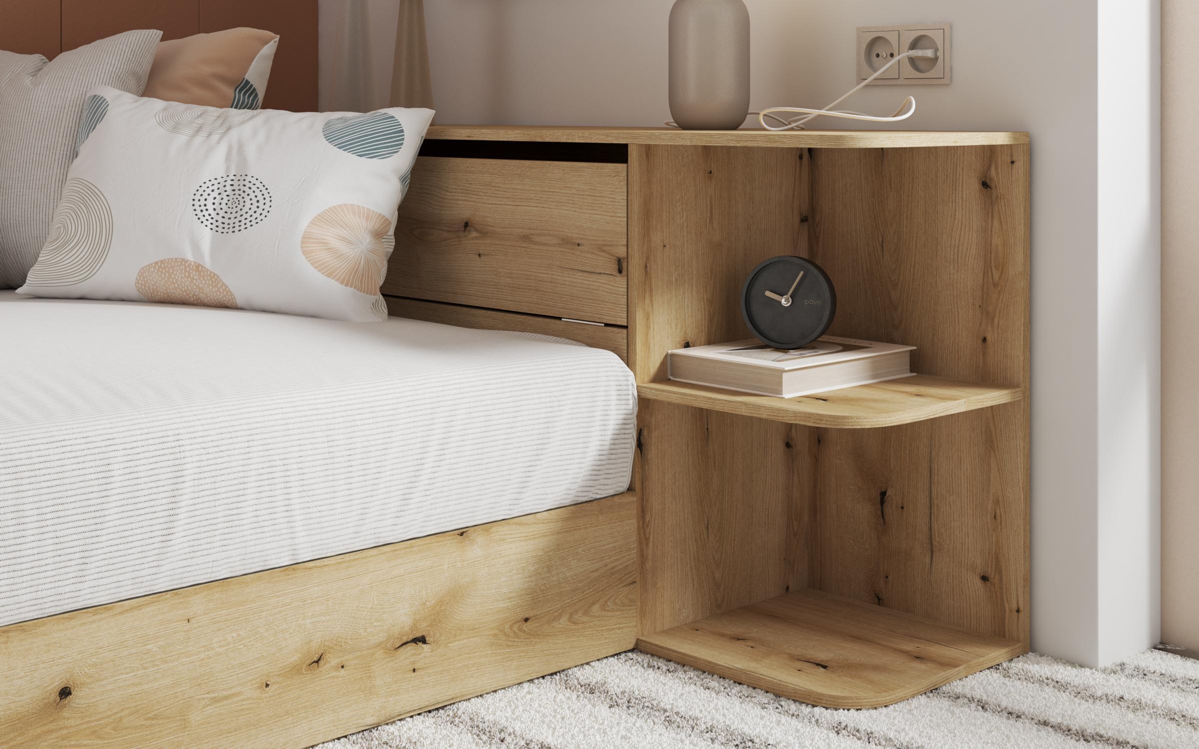 Pat cu lada 120/190 Fensi, stejar evoc  3