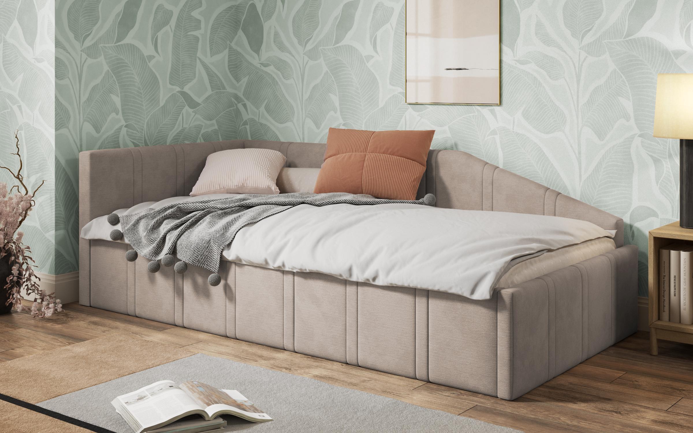 Кровать с мягкой обивкой под матрас 90/200 Кая, бежевый  1