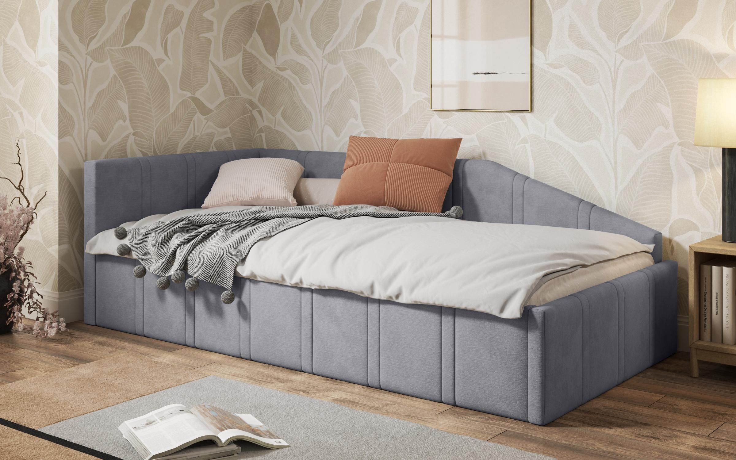 Pat tapitat 90/200 Kaia, gri deschis  1