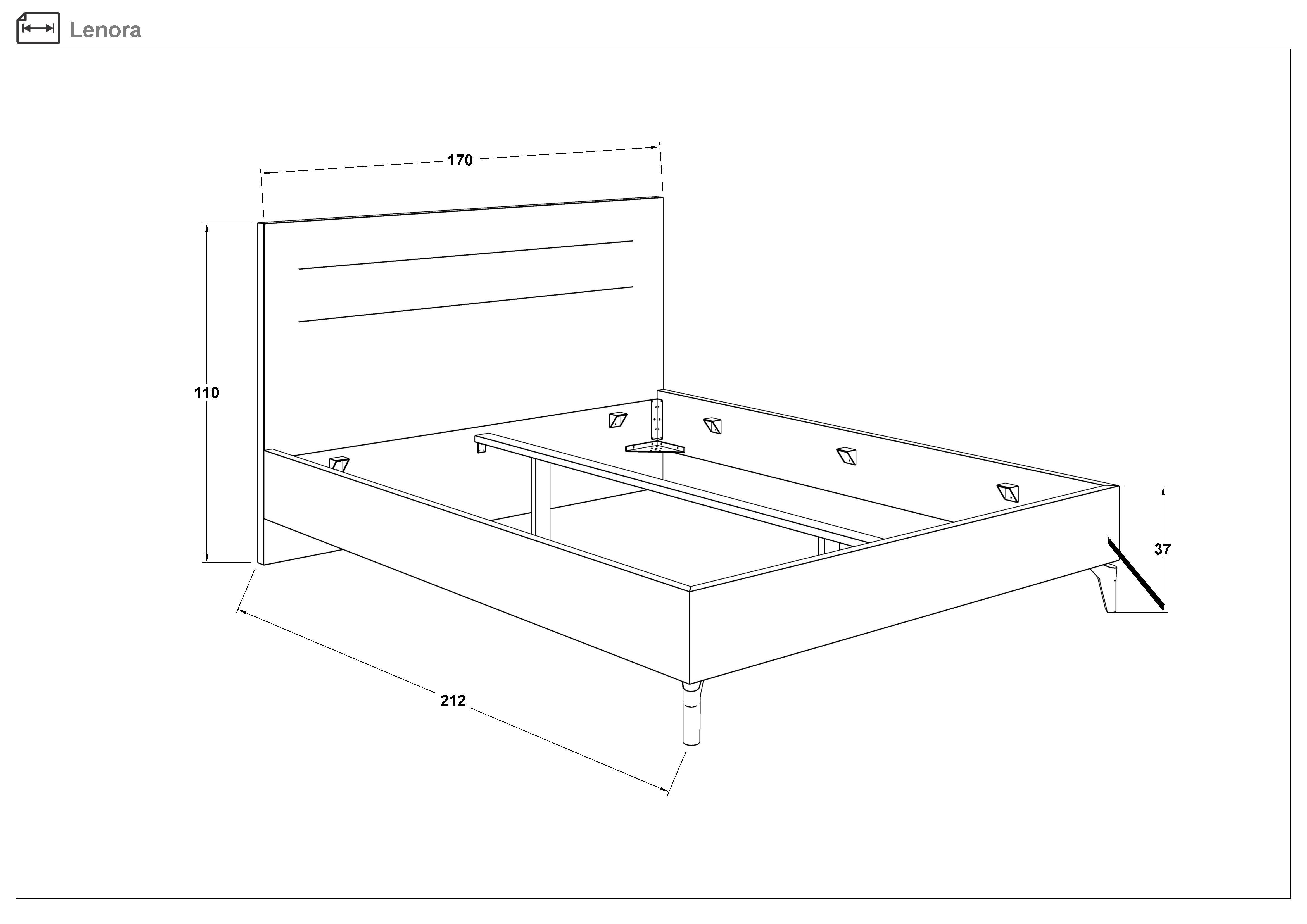 Pat dublu tapitat 160/200 Lenora, mustar  2