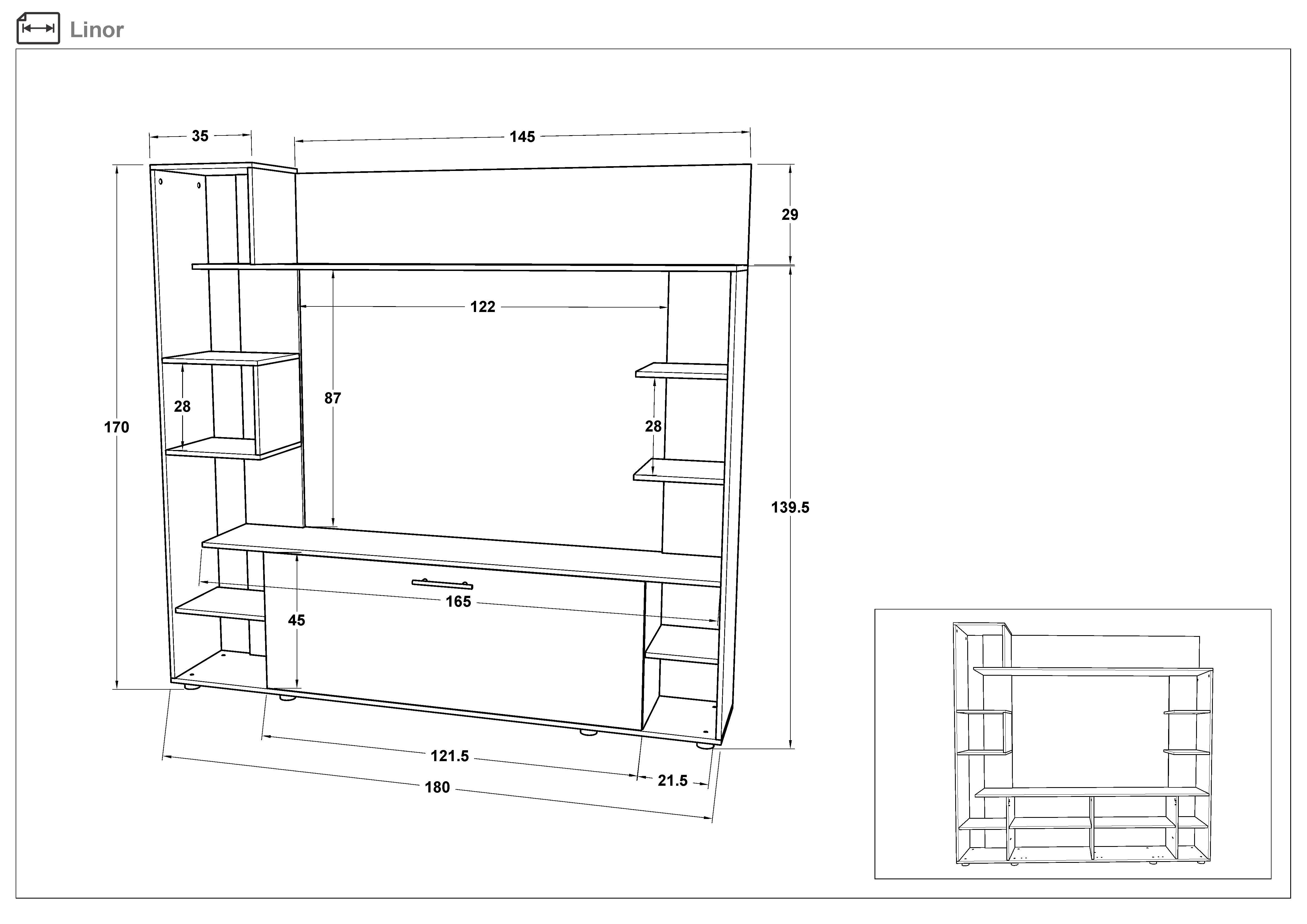 Biblioteca Linor, stejar wotan + antracit  2