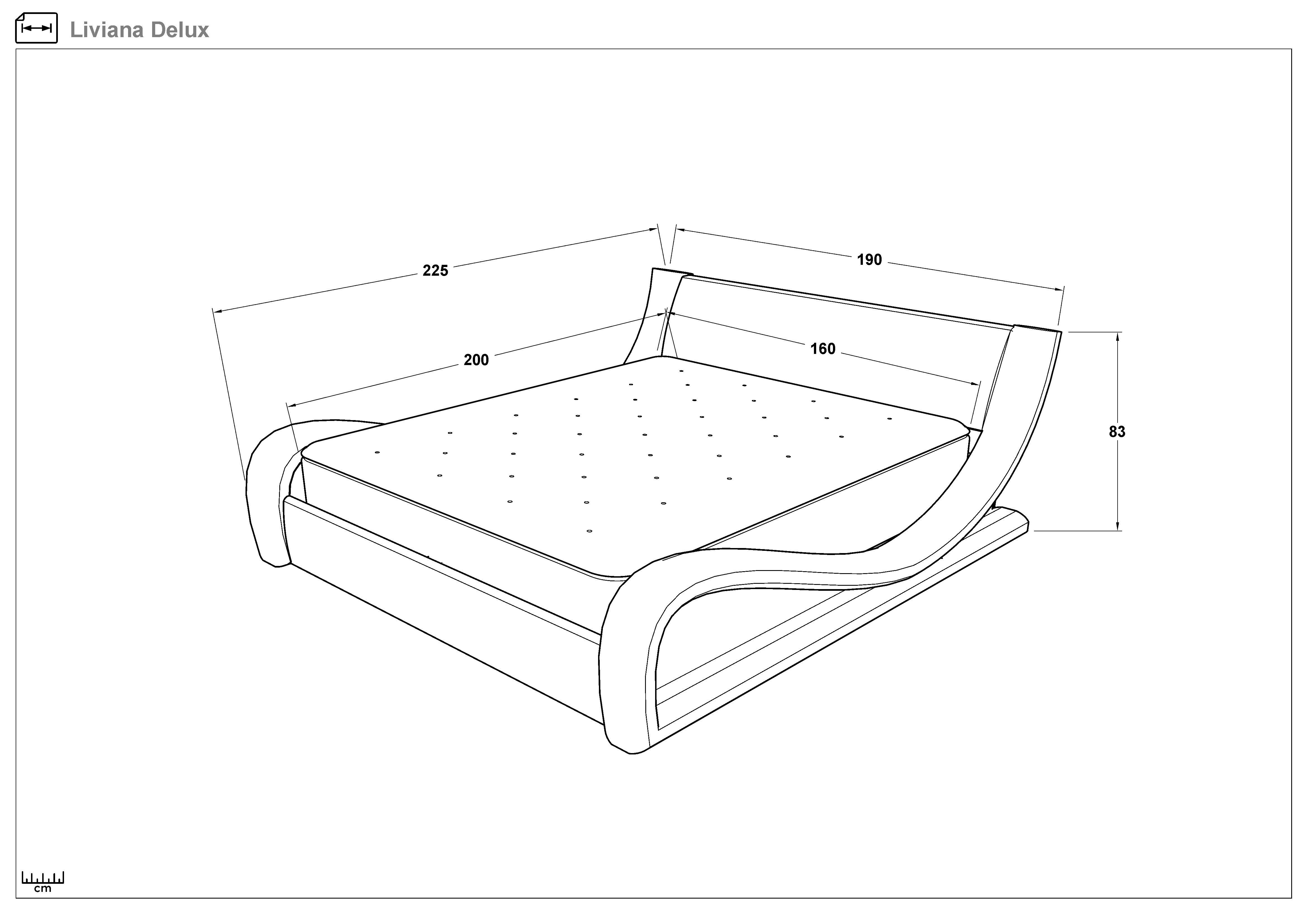 Pat dublu tapitat 160/200 Liviana Delux, bej deschis  2