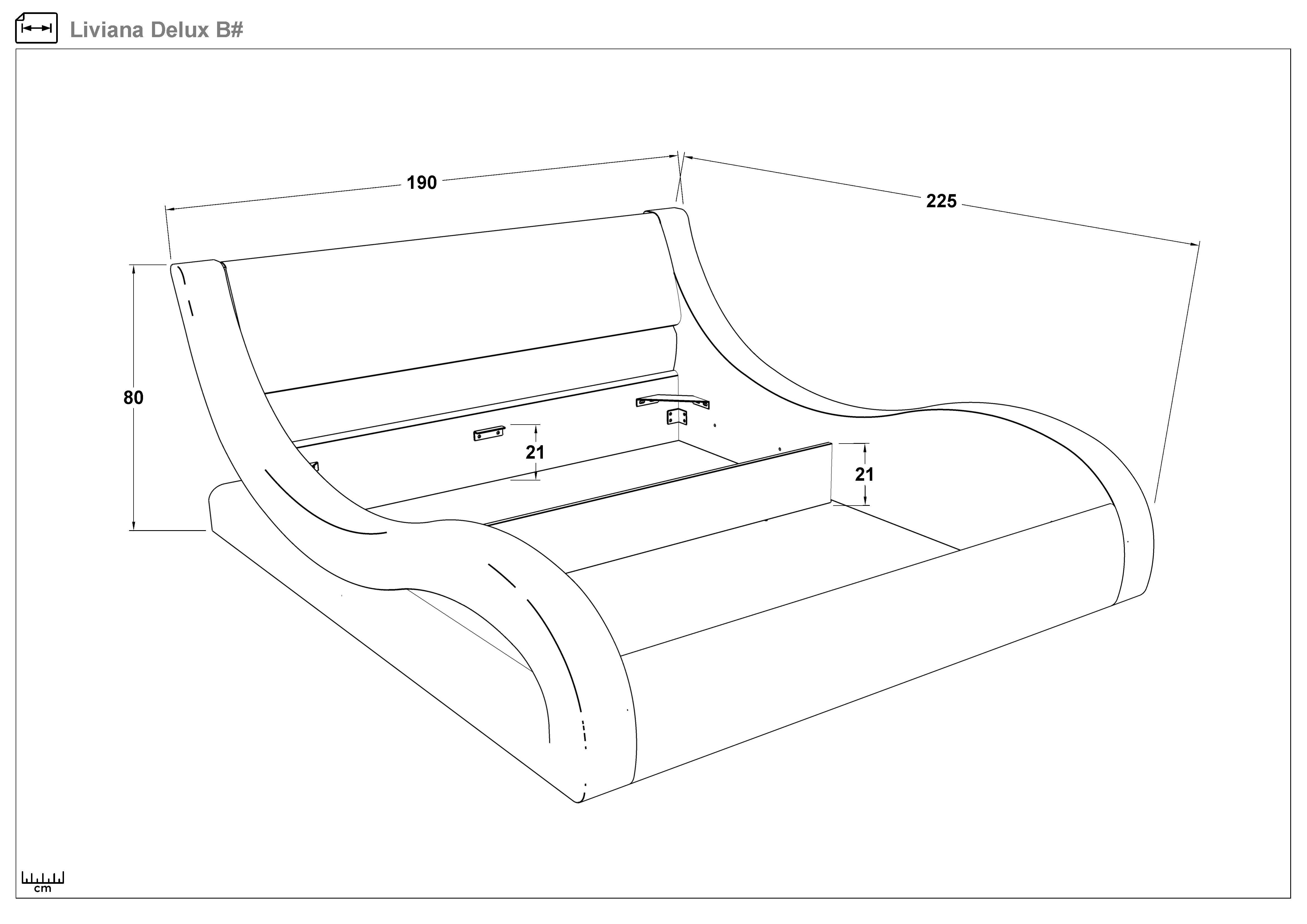 Pat dublu tapitat 160/200 Liviana Delux, maro + maro inchis  2