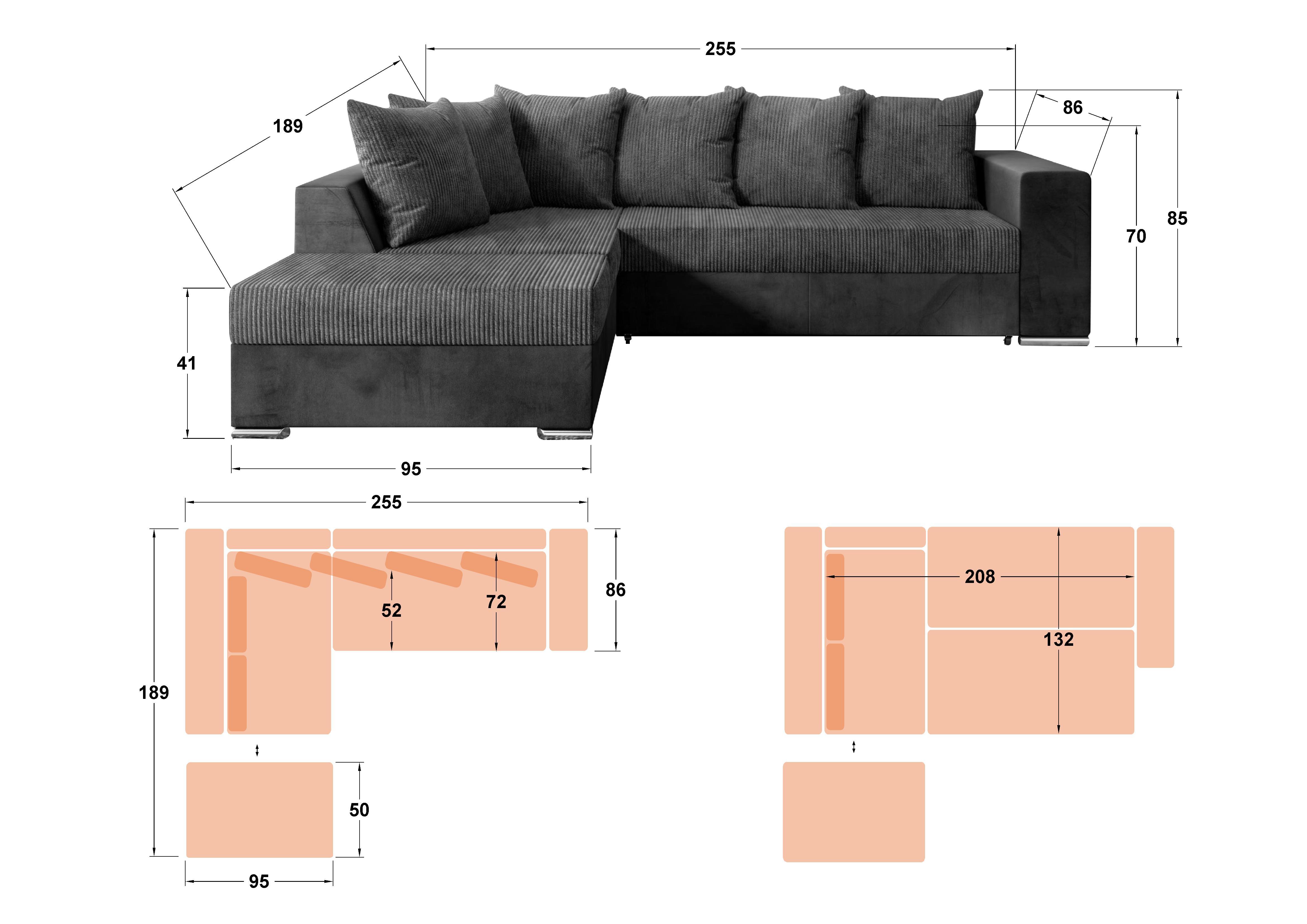 Coltar extensibil + taburet Londo, maro deschis  2
