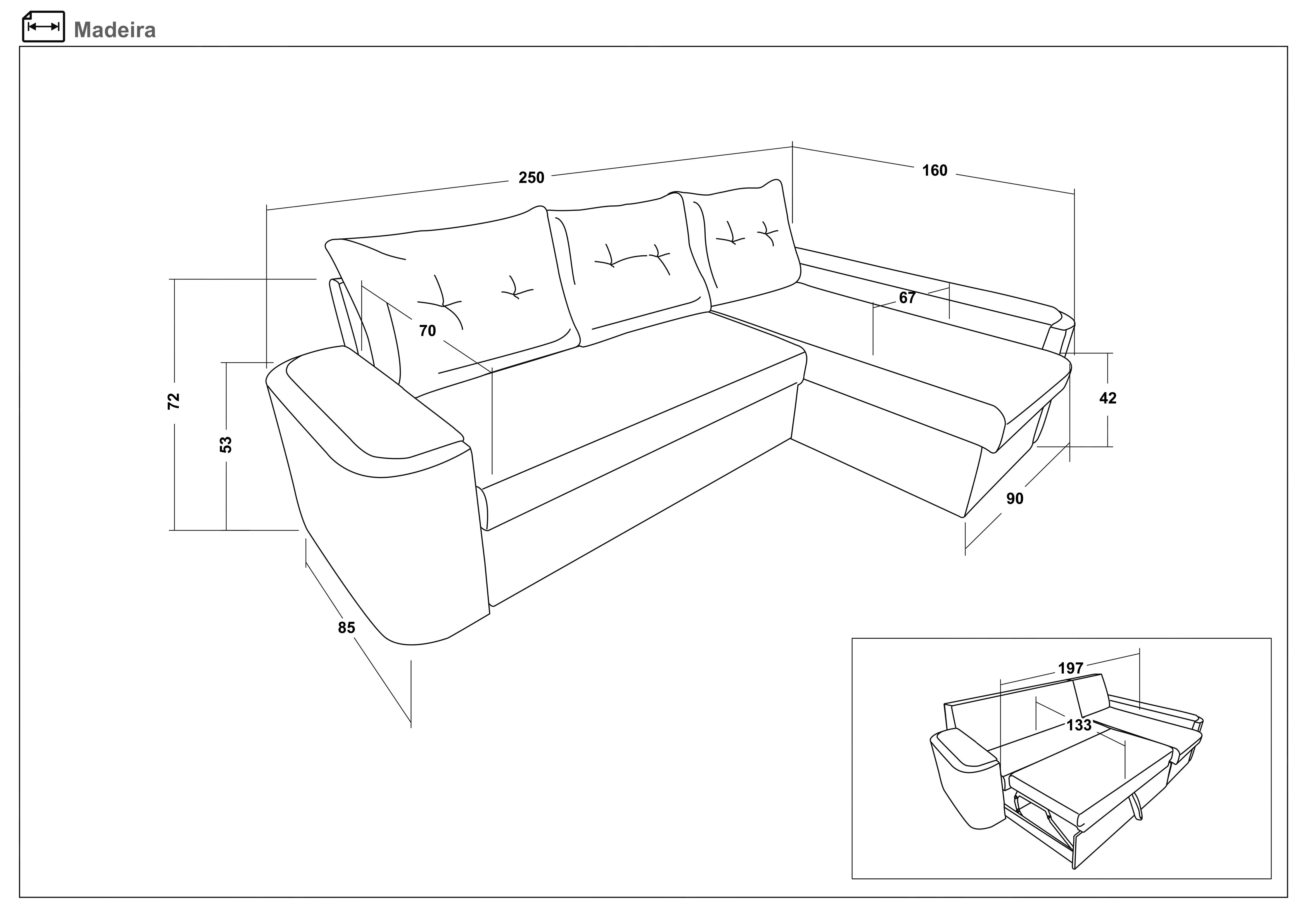 Coltar extensibil Madeira, maro + piele bej  2