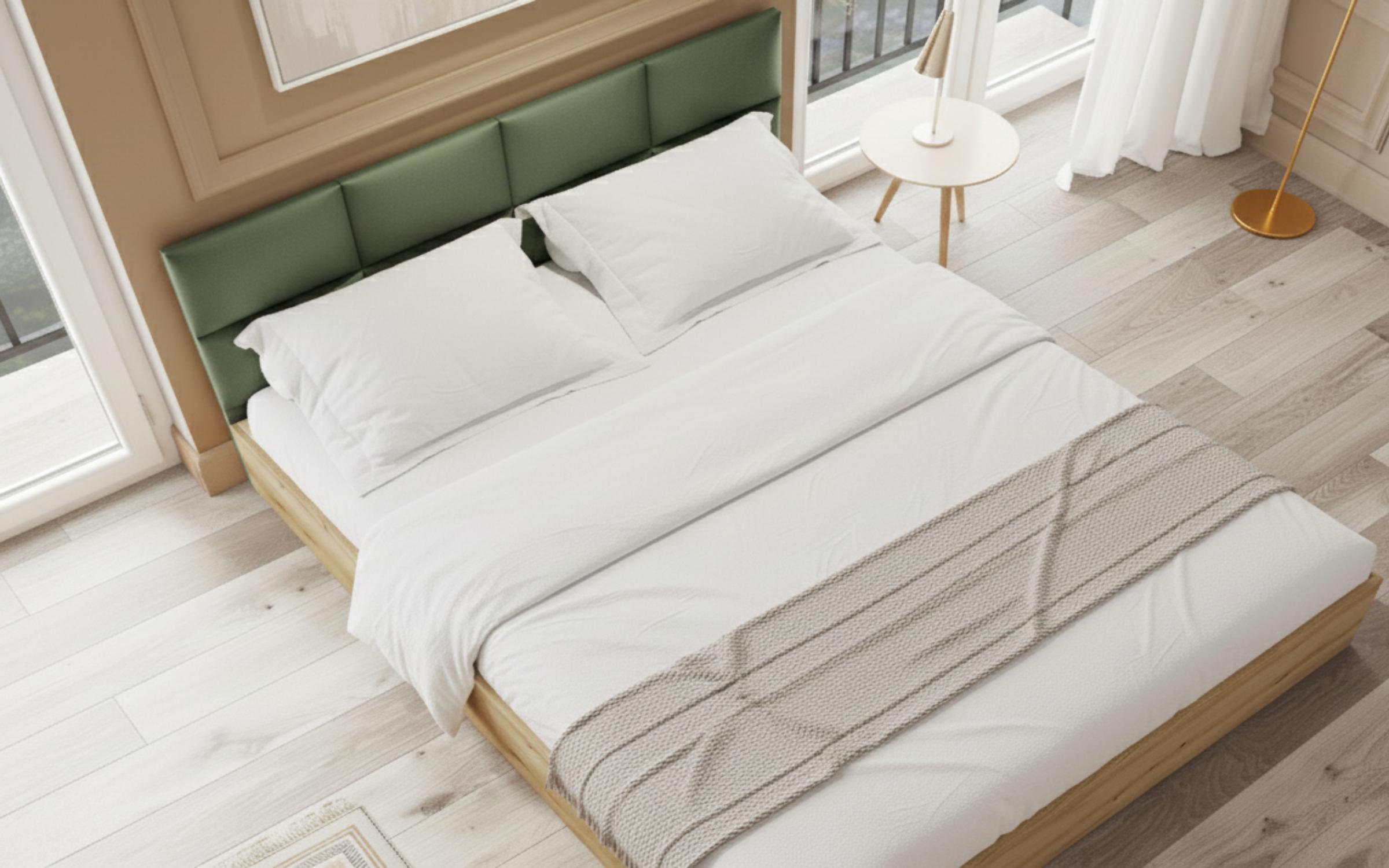 Pat dublu 160/200 Magdalena + saltea, stejar evoc + verde  4