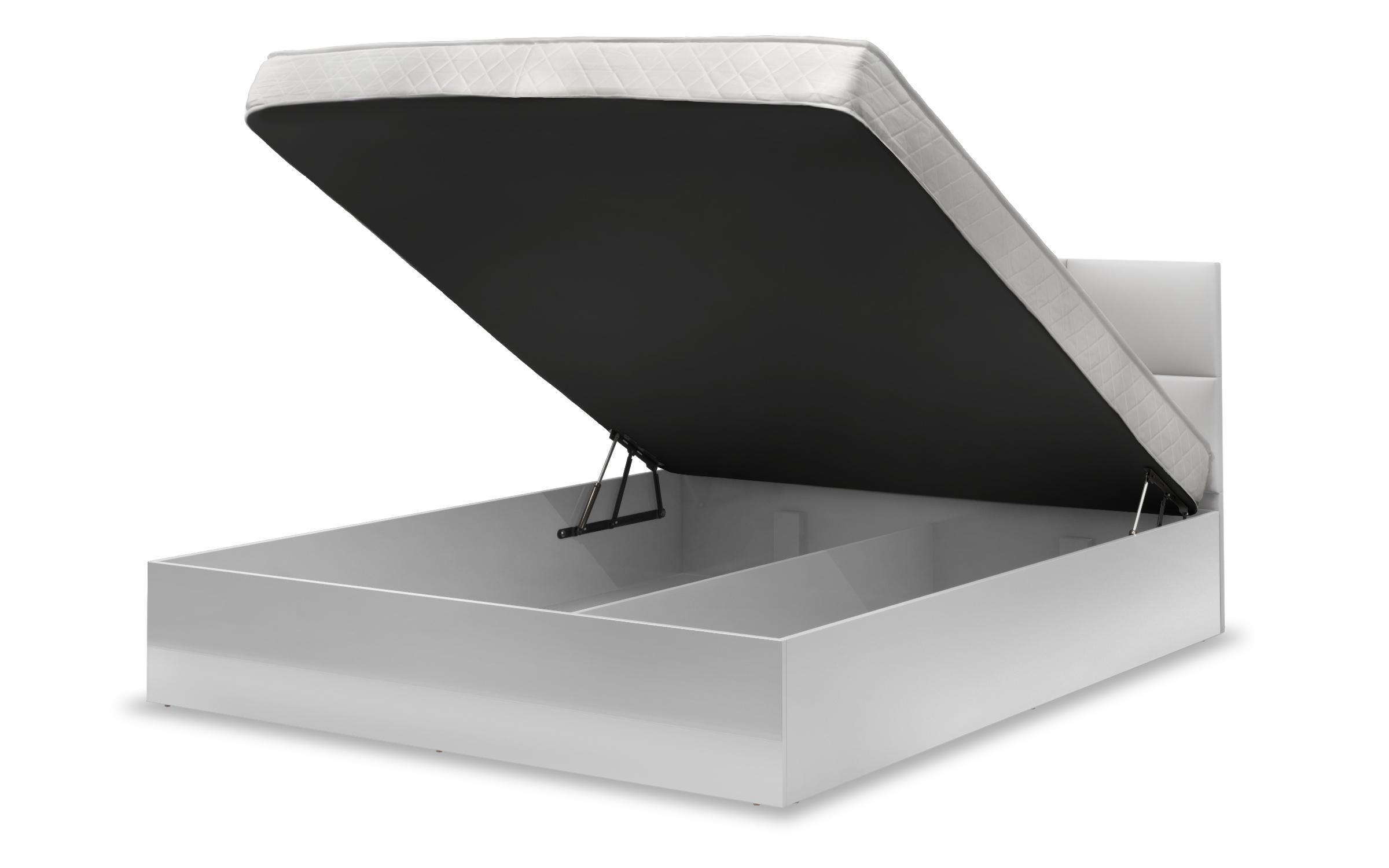 Set living + pat dublu Delano, gri + stejar scandinav deschis + alb lucios cu piele alba  6