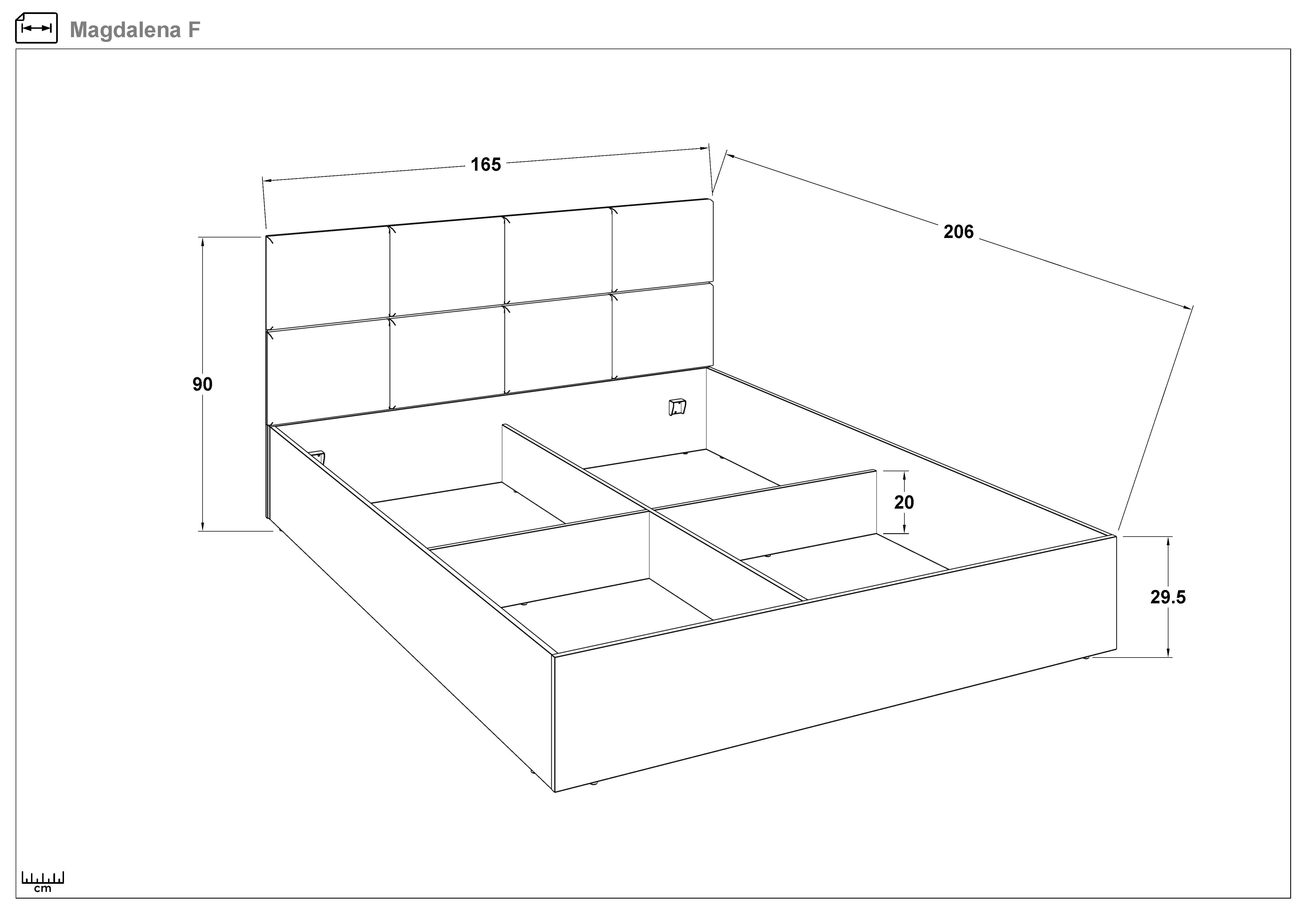 Pat dublu 160/200 Magdalena, stejar evoc + verde  2