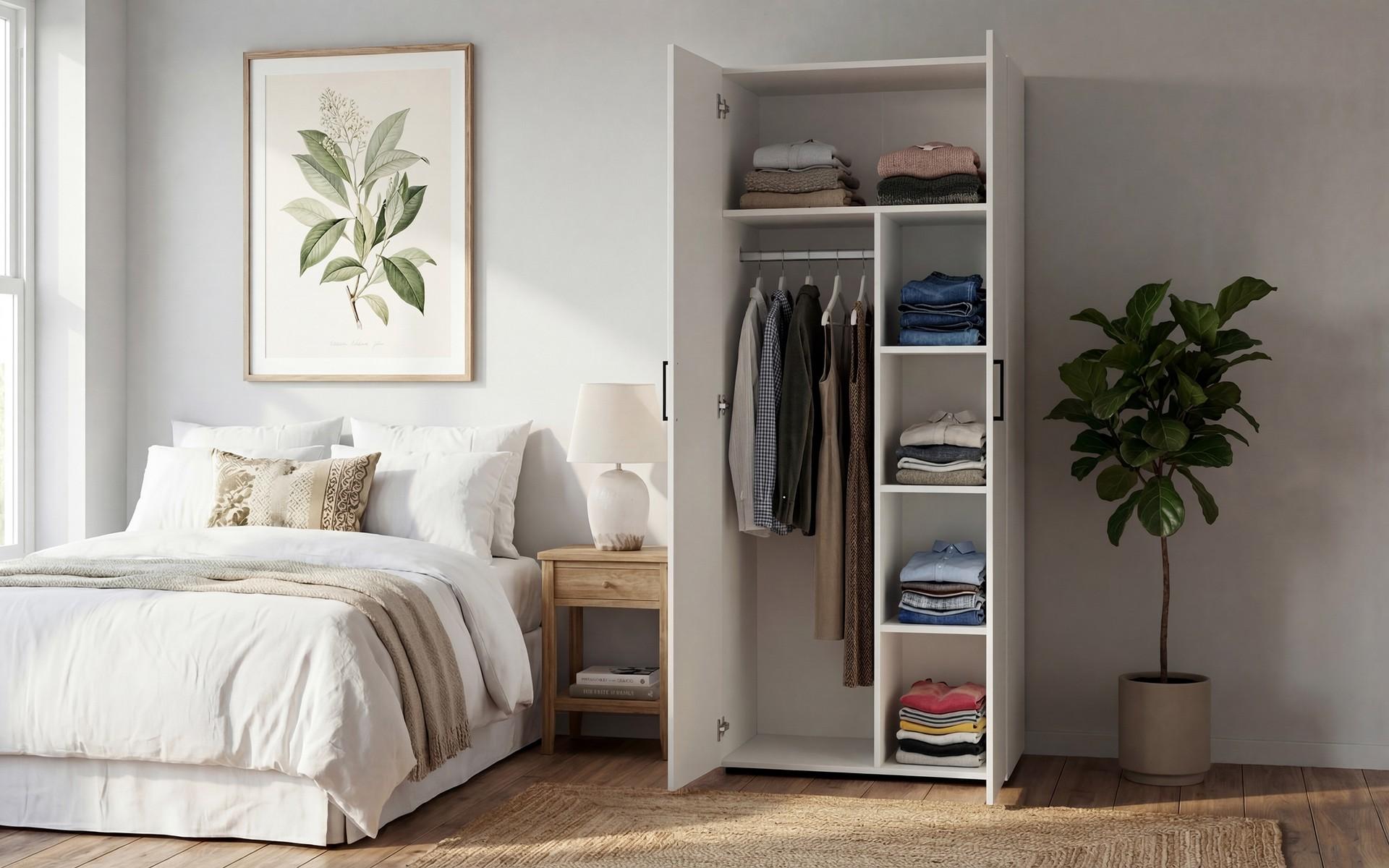 Dulap cu bara pentru umerase si rafturi Masimo Comfort 3, alb  2