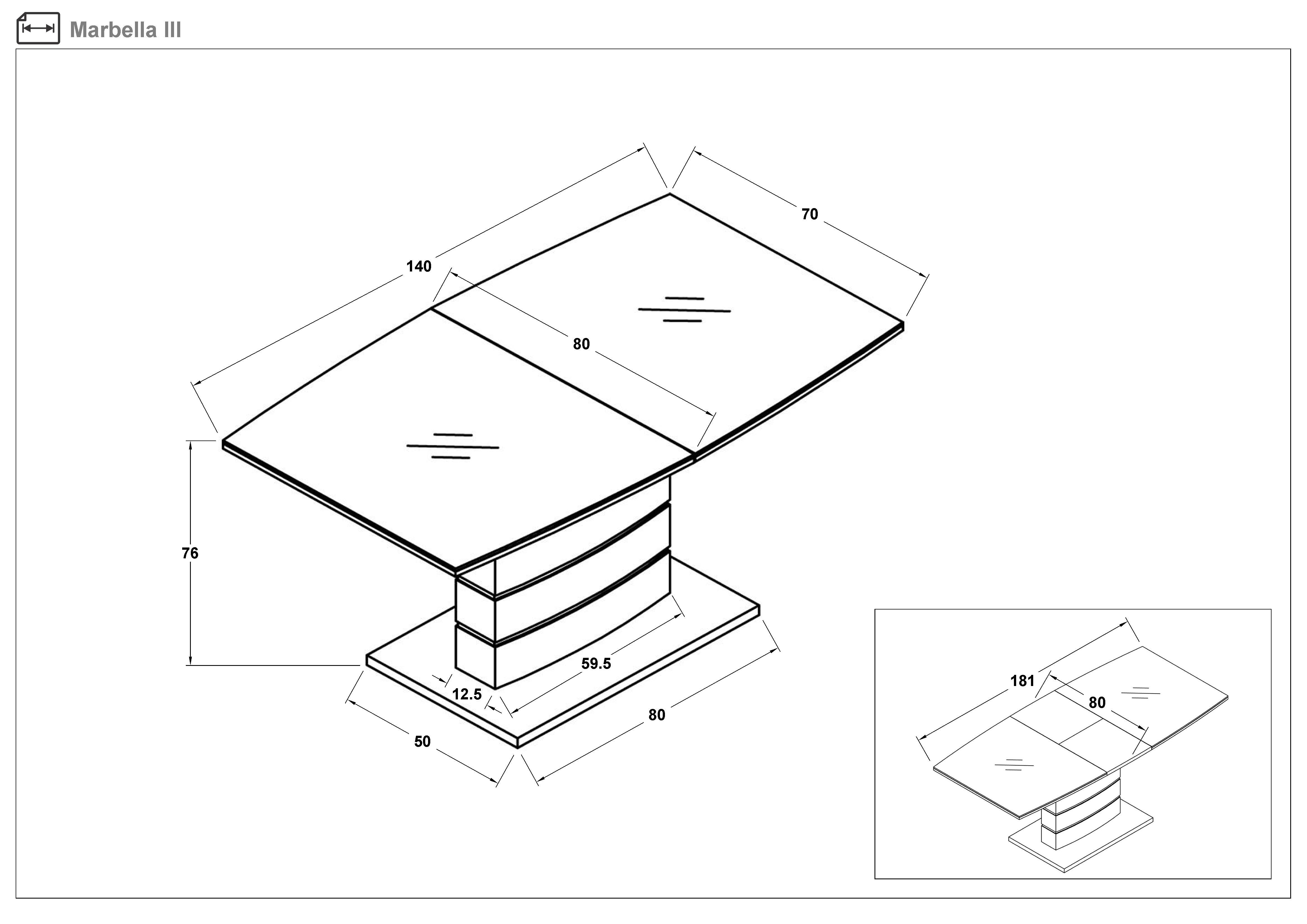 Masa dining extensibila de lux Marbela, bej deschis + cappuccino  2