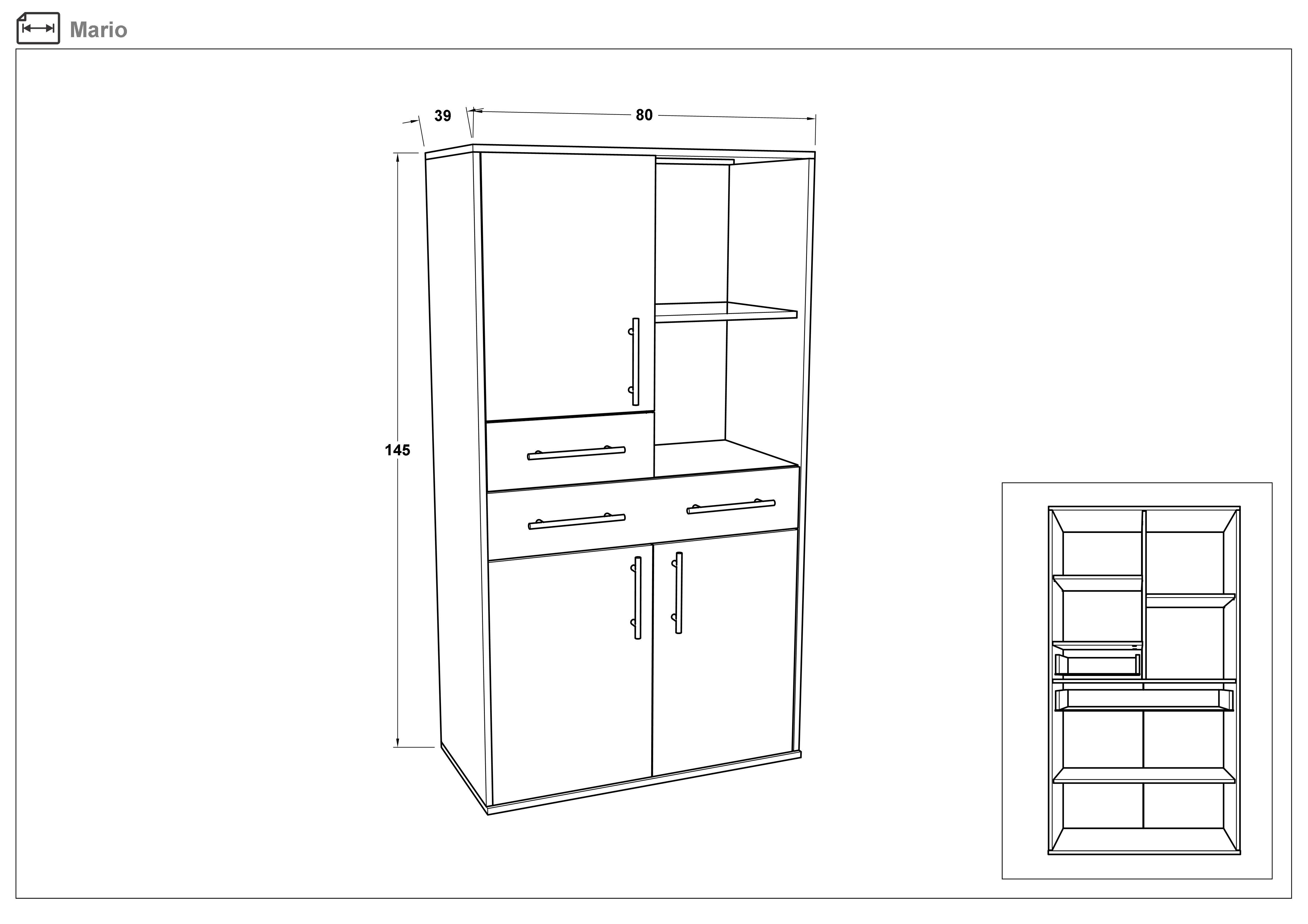 Comoda Mario, stejar wotan + alb  2