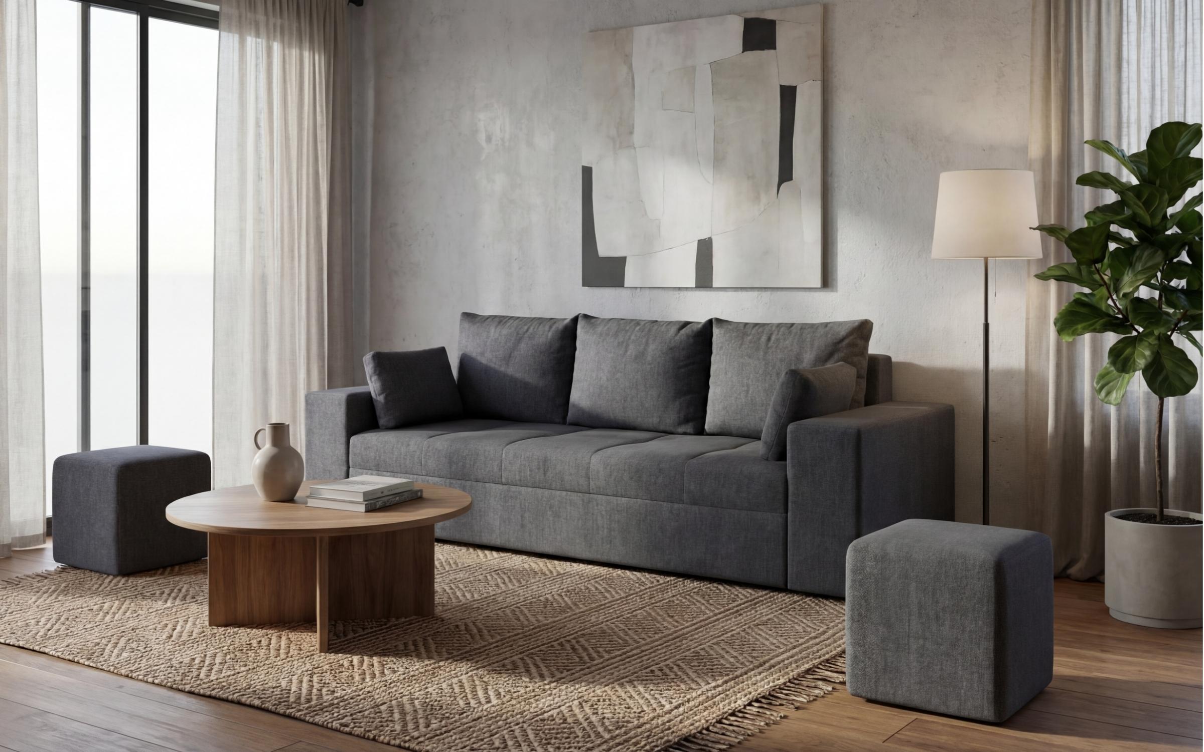 Canapea + taburet Maron, gri  6