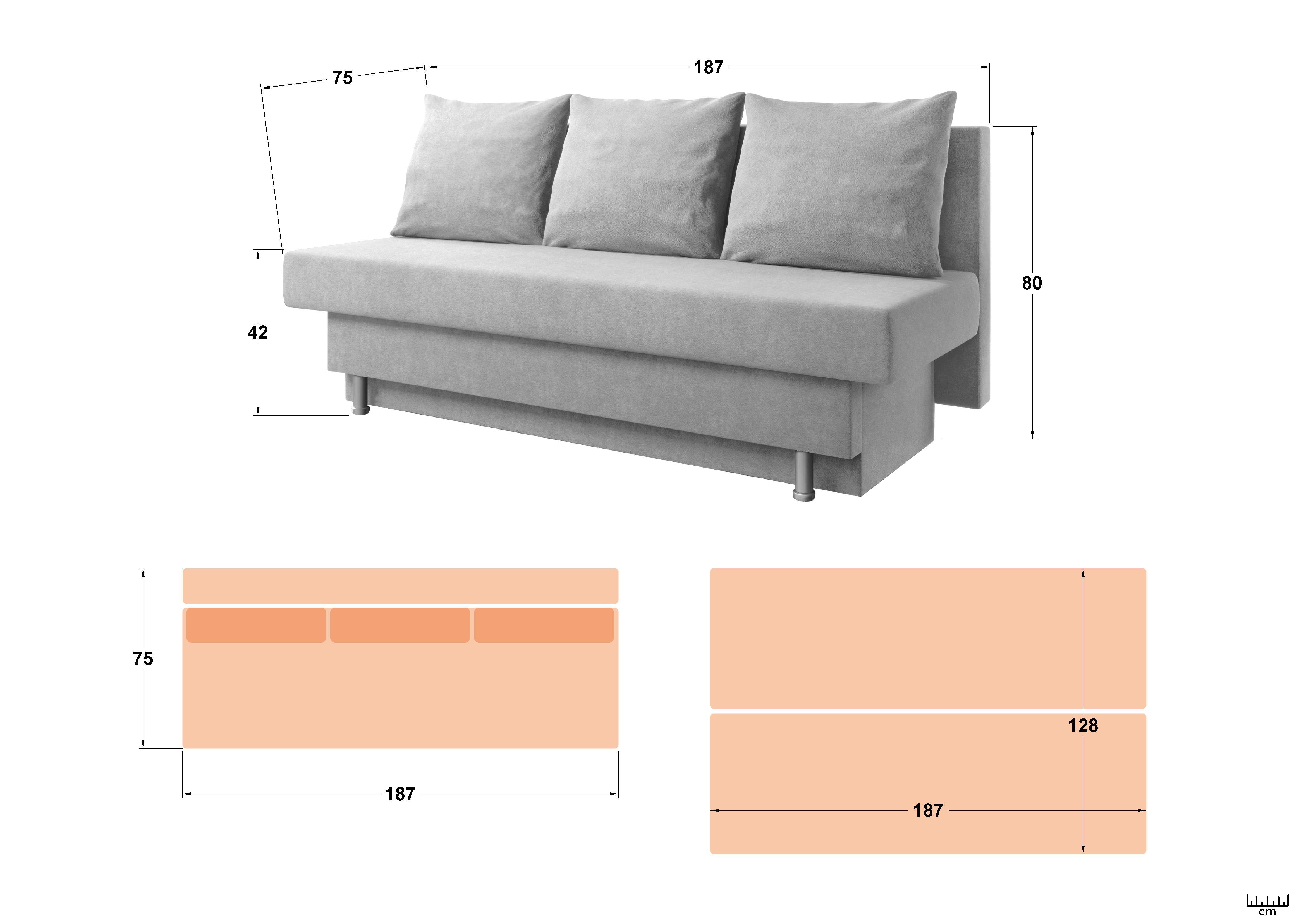 Canapea extensibila Marty, bej deschis + maro  2