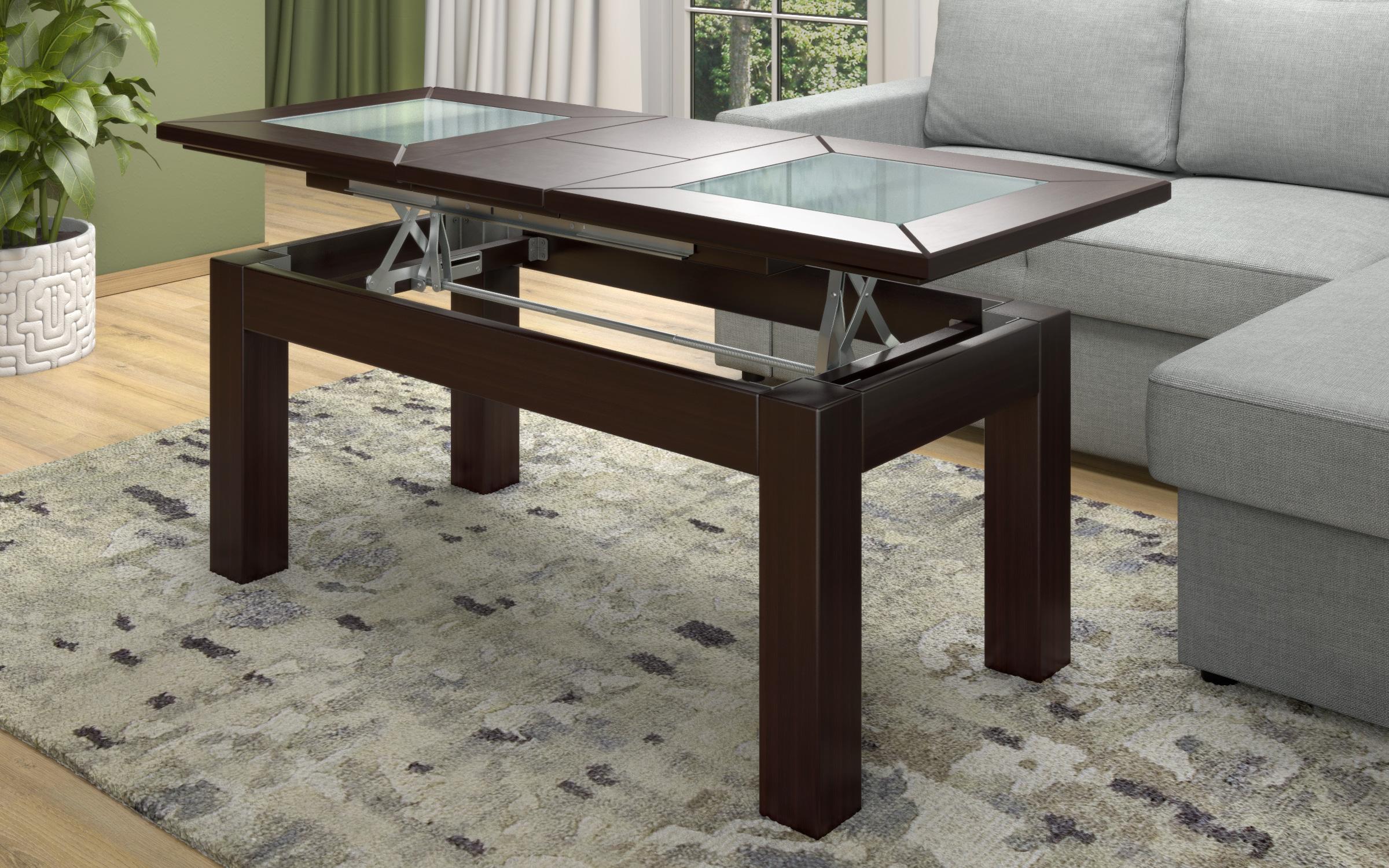 Masuta de cafea Linda, extensibila cu mecanism de ridicare, wenge  3