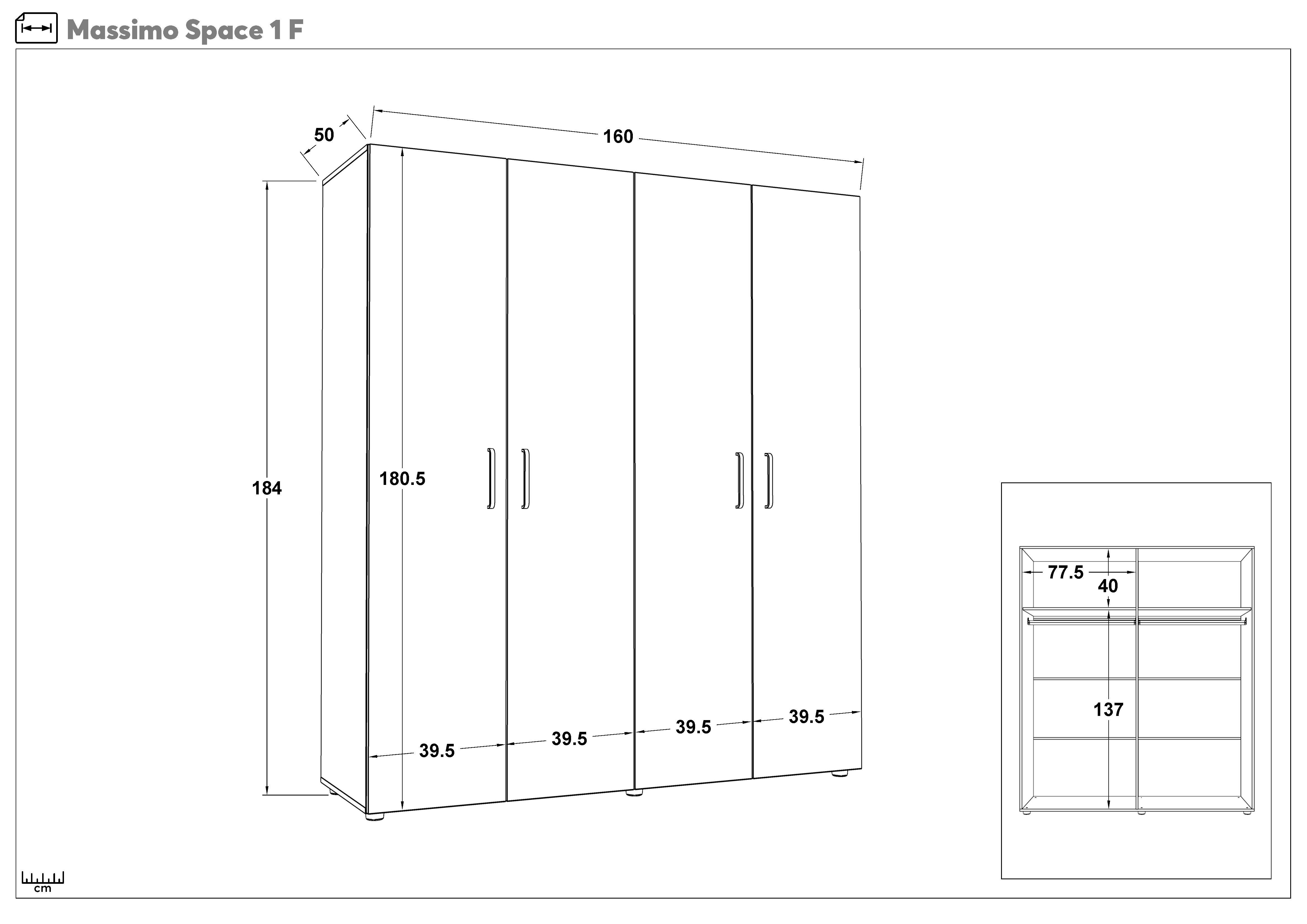 Шкаф со штангой Массимо Спейс 1, белый  2