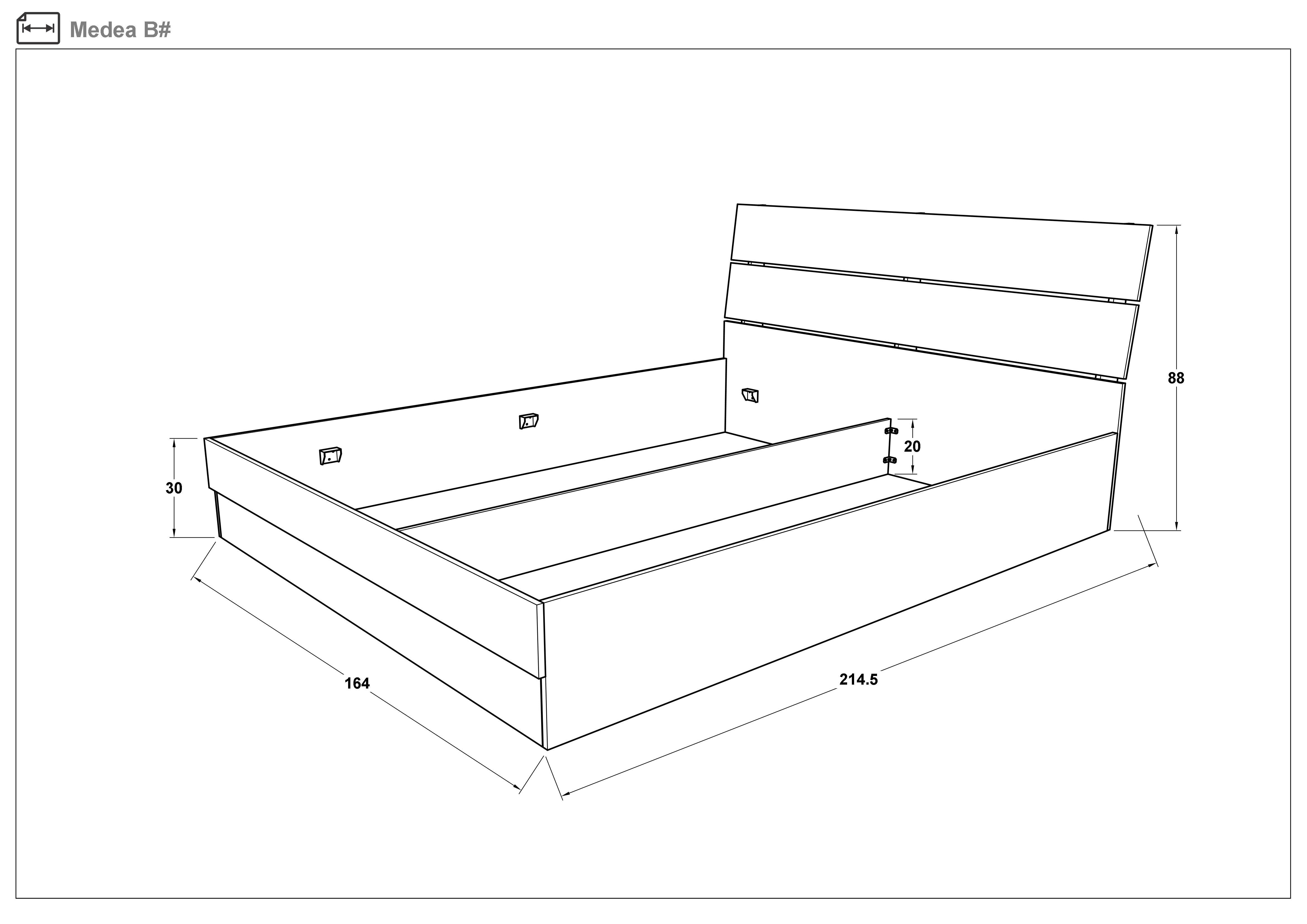 Pat dublu 160/200 Medeea + Neo Dream + mecamism, stejar sonoma + alb lucios  2