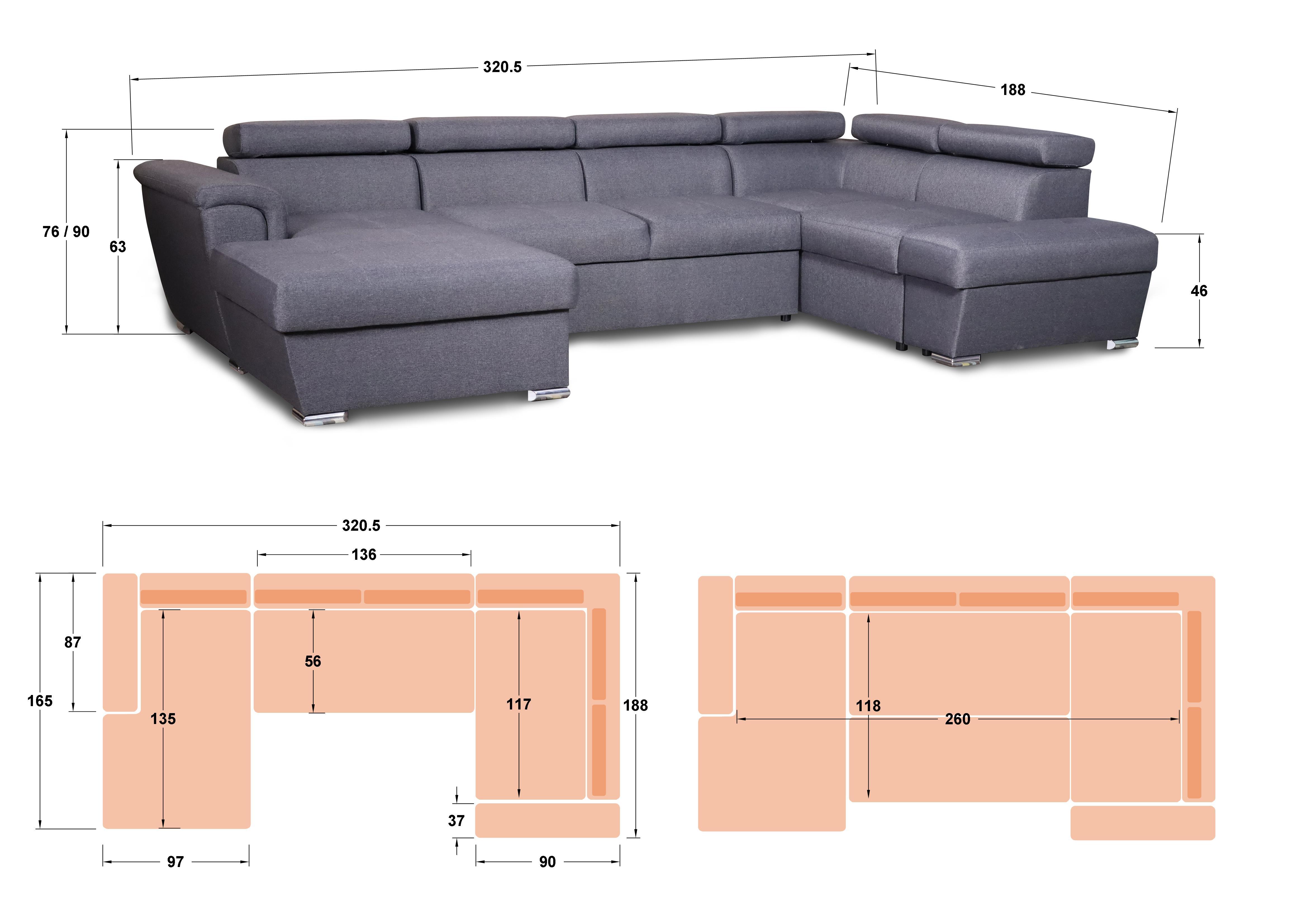 Coltar in forma de U Medison, gri inchis  2