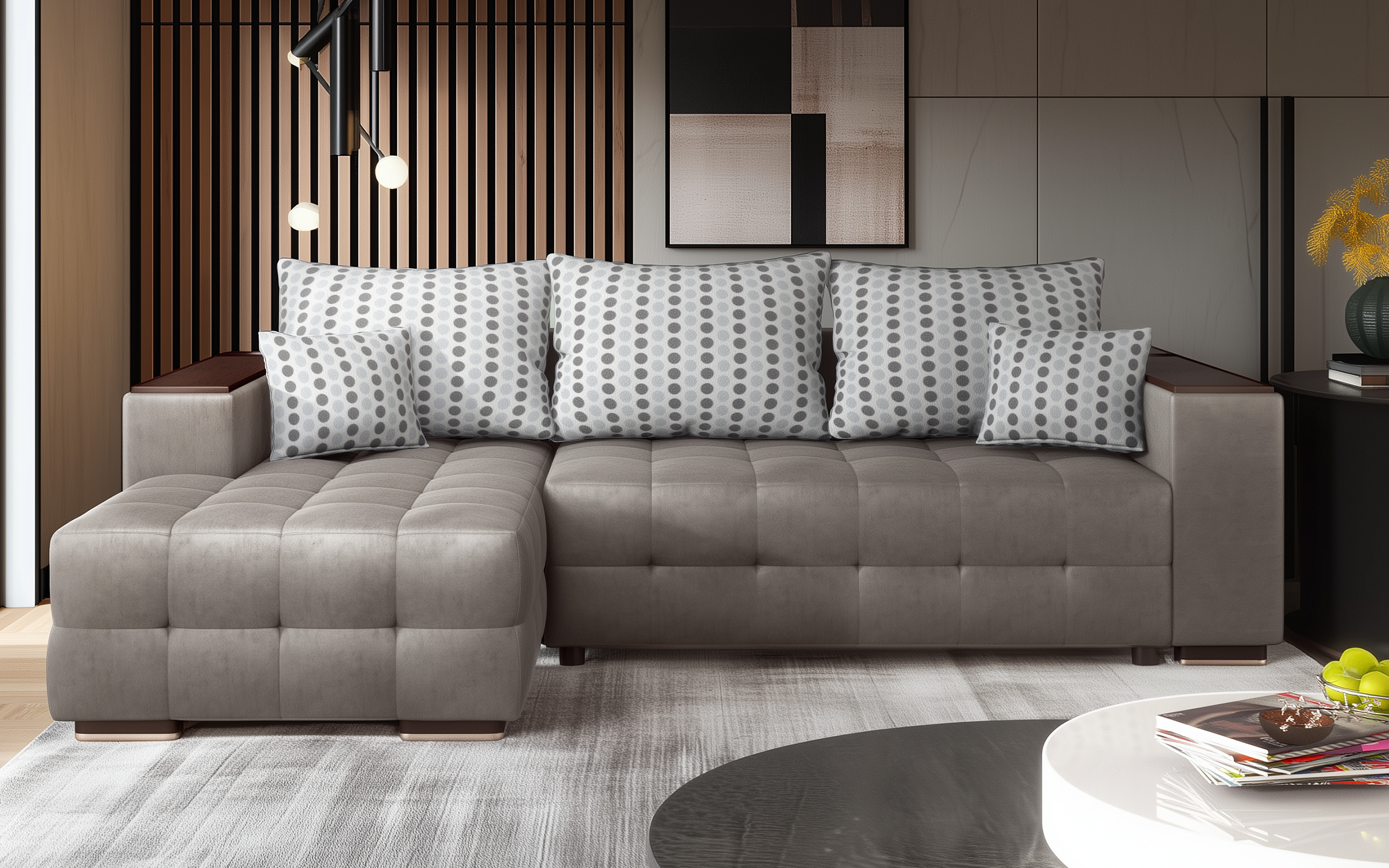 Coltar extensibil cu brat etajera Melvin S, gri  1