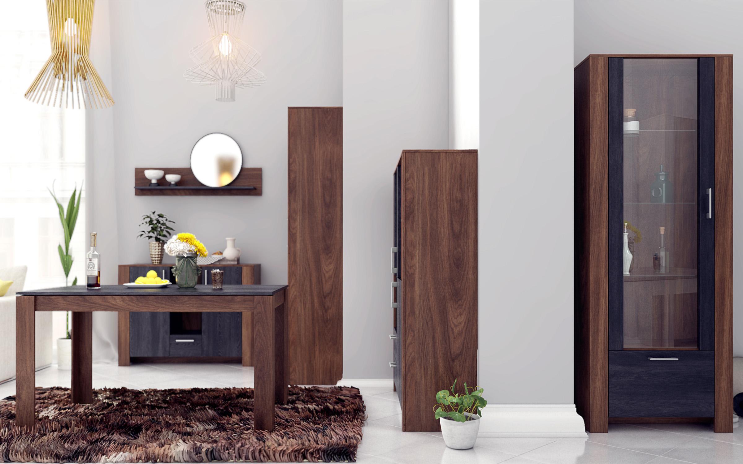 Dulap -vitrina Bronx M04, stejar brandy castello + carbon wood  3