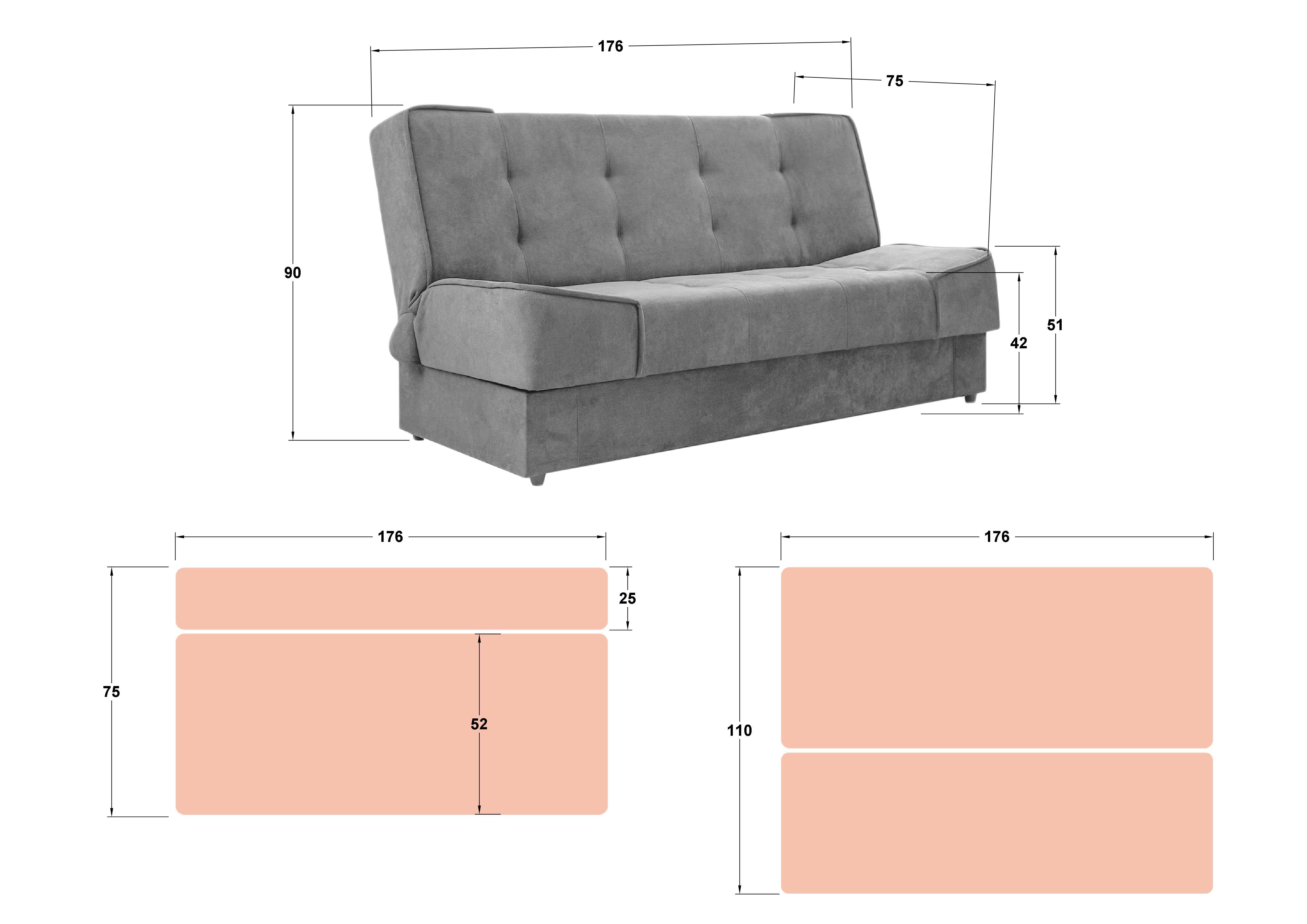 Canapea Modeno, maro  2