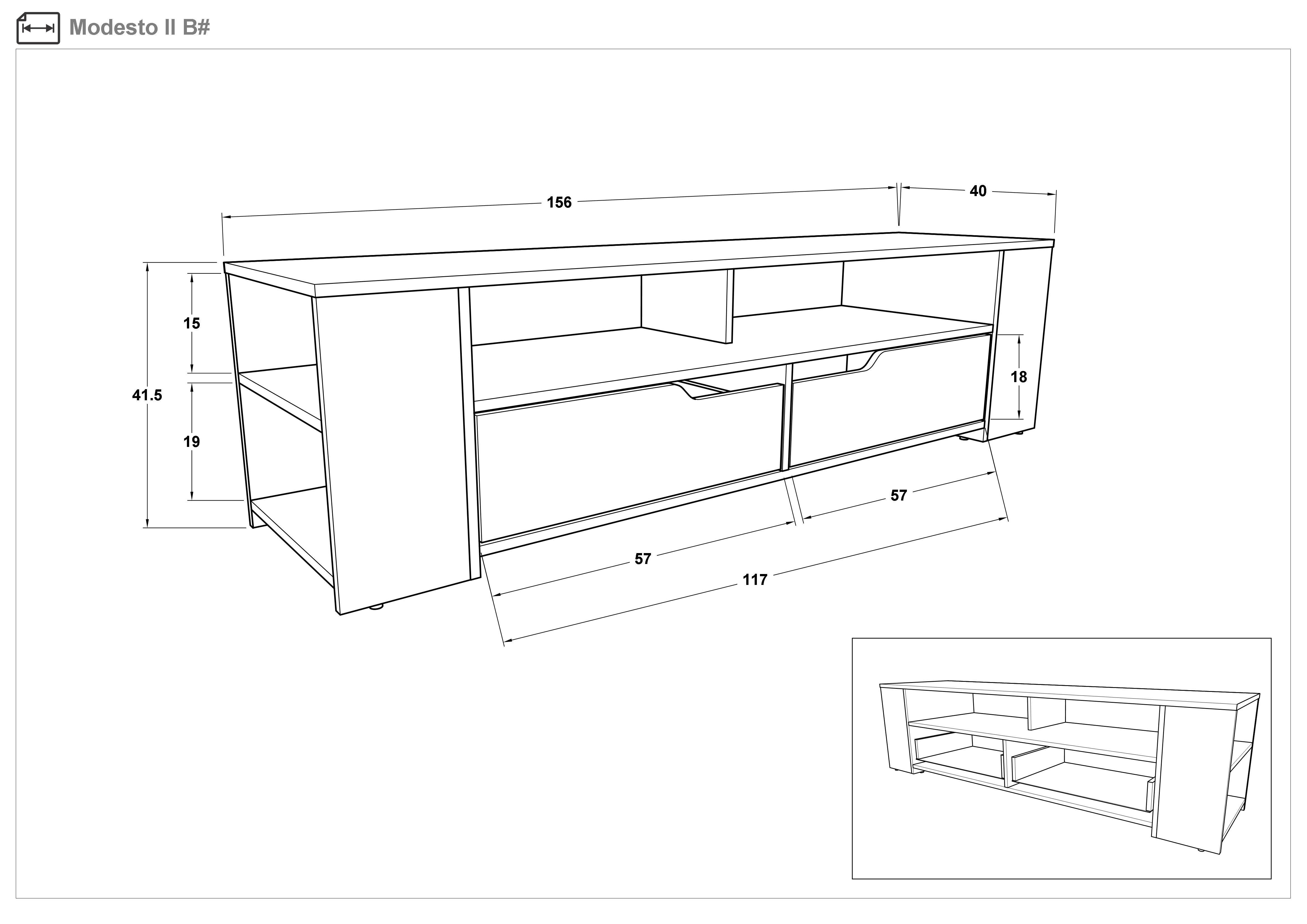Modul TV Modesto, stejar sonoma + alb lucios  2