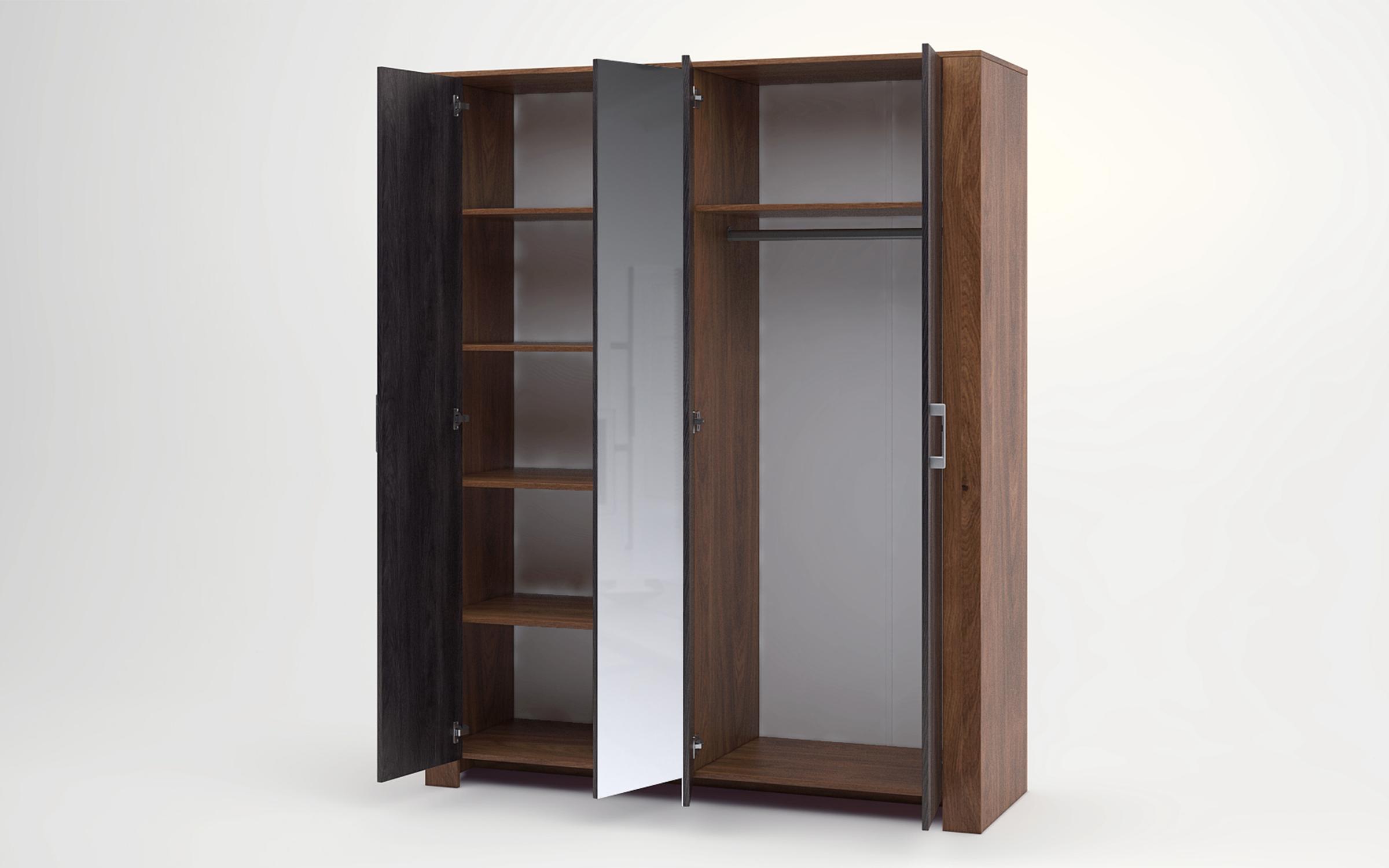 Dulap cu 4 usi Bronx M08, stejar brandy castello + carbon wood  2