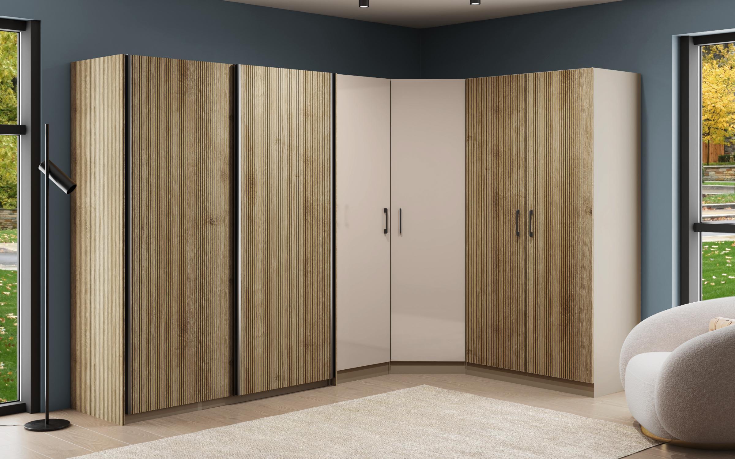 Dulap modular de colt Soho S, cadiz + bej metalic  1