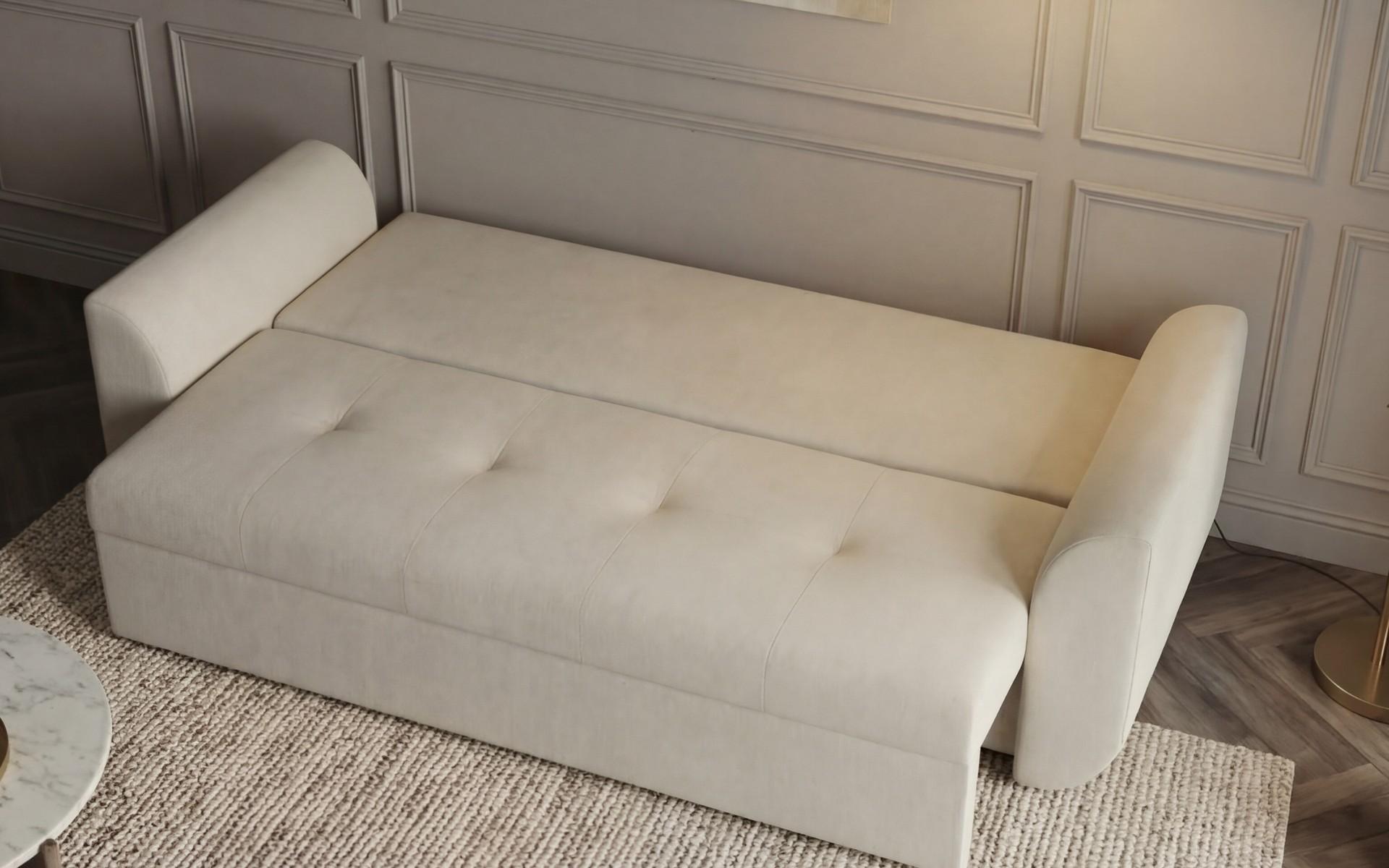 Canapea extensibila cu trei locuri Modus, ecru + portocaliu  4