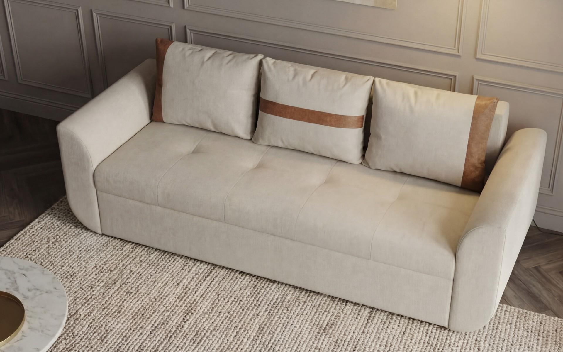 Canapea extensibila cu trei locuri Modus, ecru + portocaliu  3