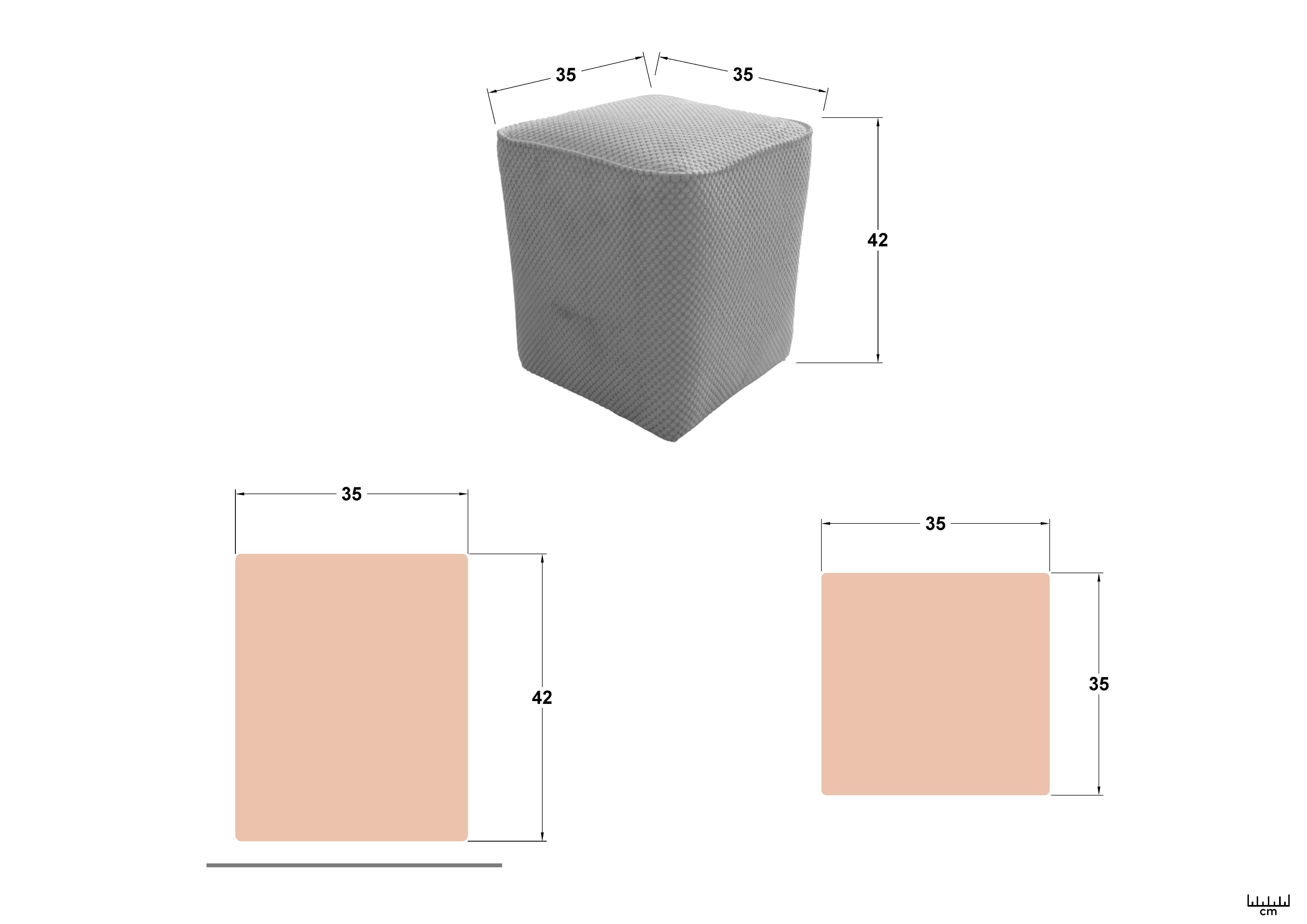 Taburet Moli, gri deschis  2