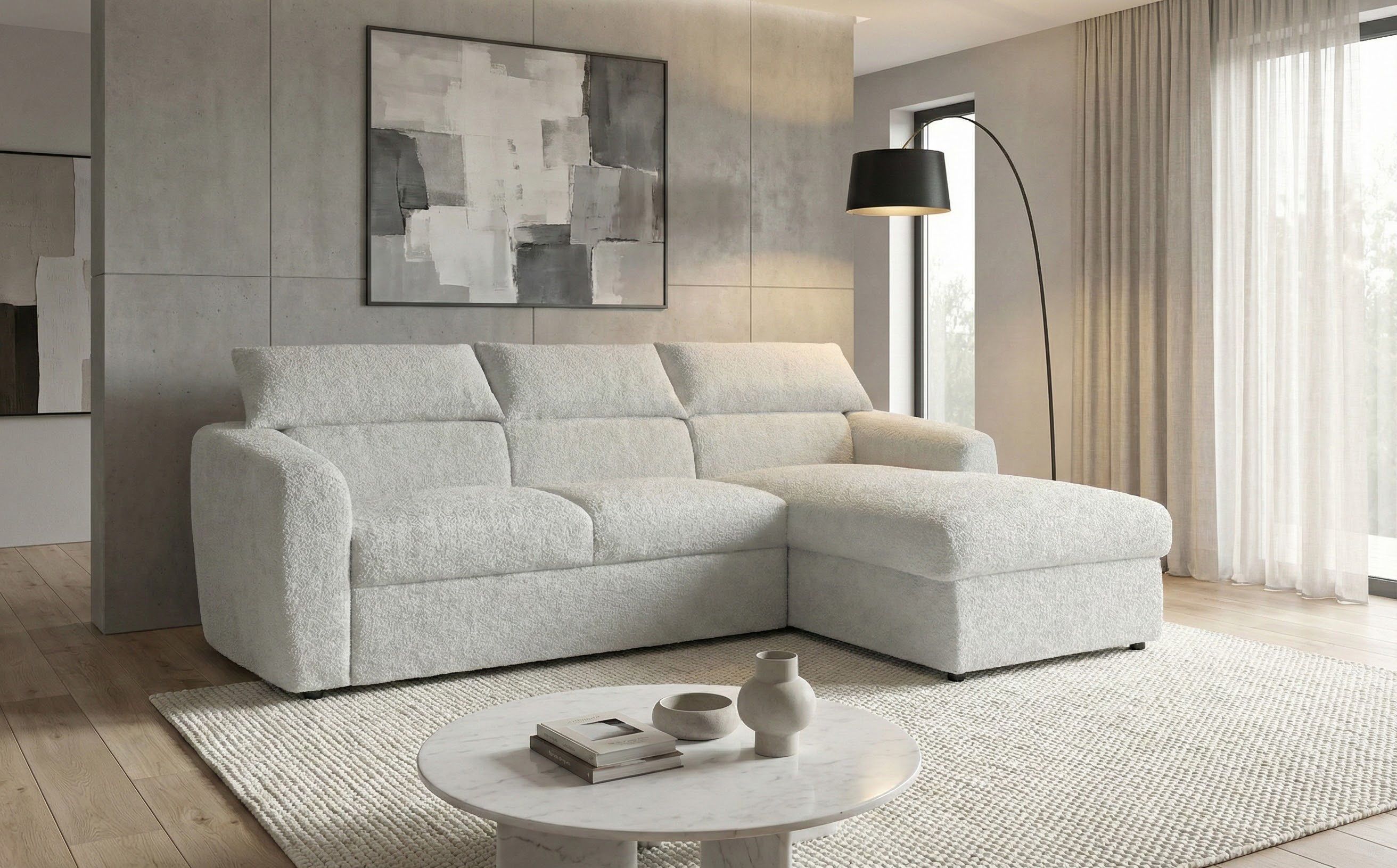 Раскладной угловой диван Монтеро, белый  2