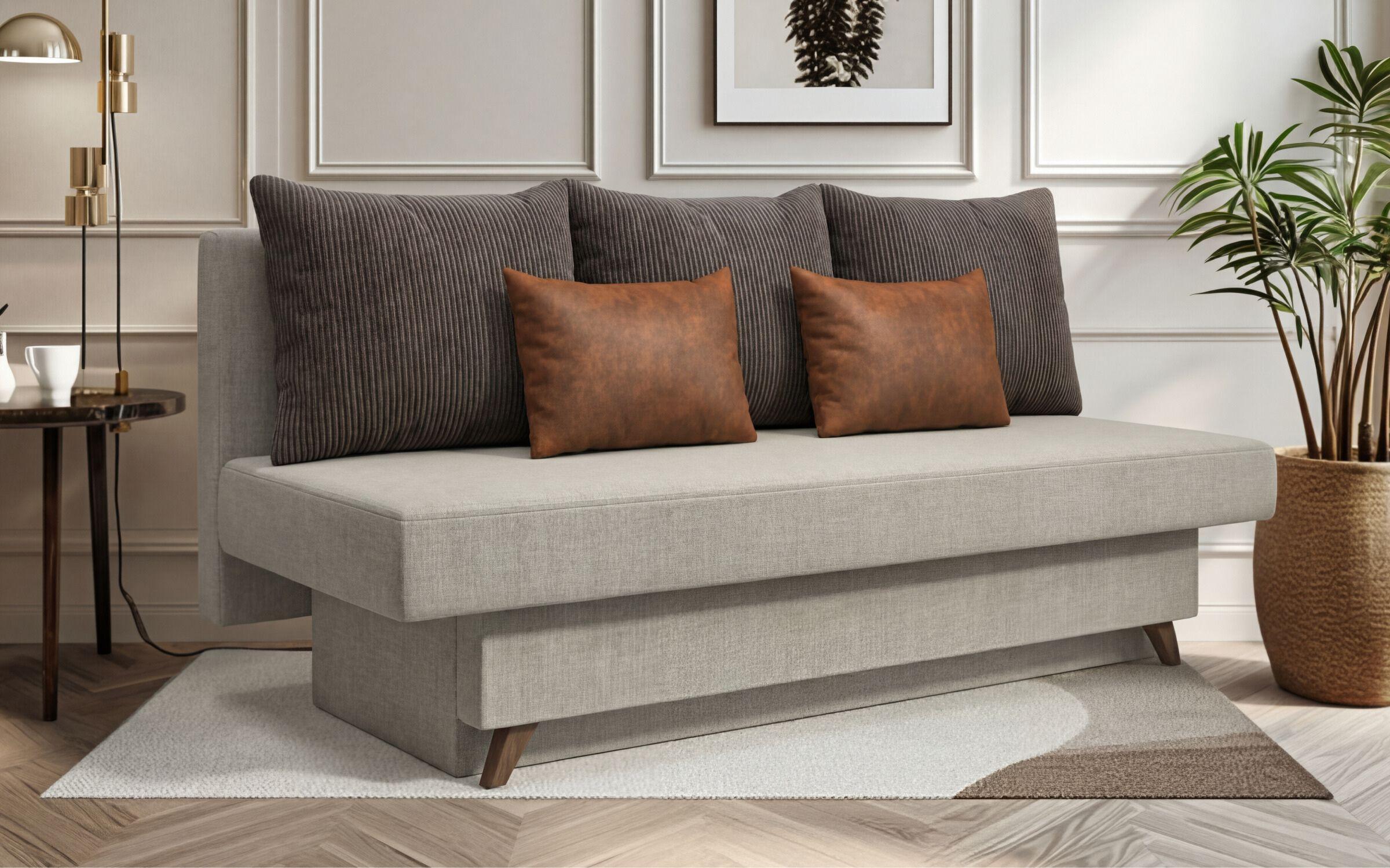 Раскладной диван Монти, бежевый + светло-коричневый + коричневый  2