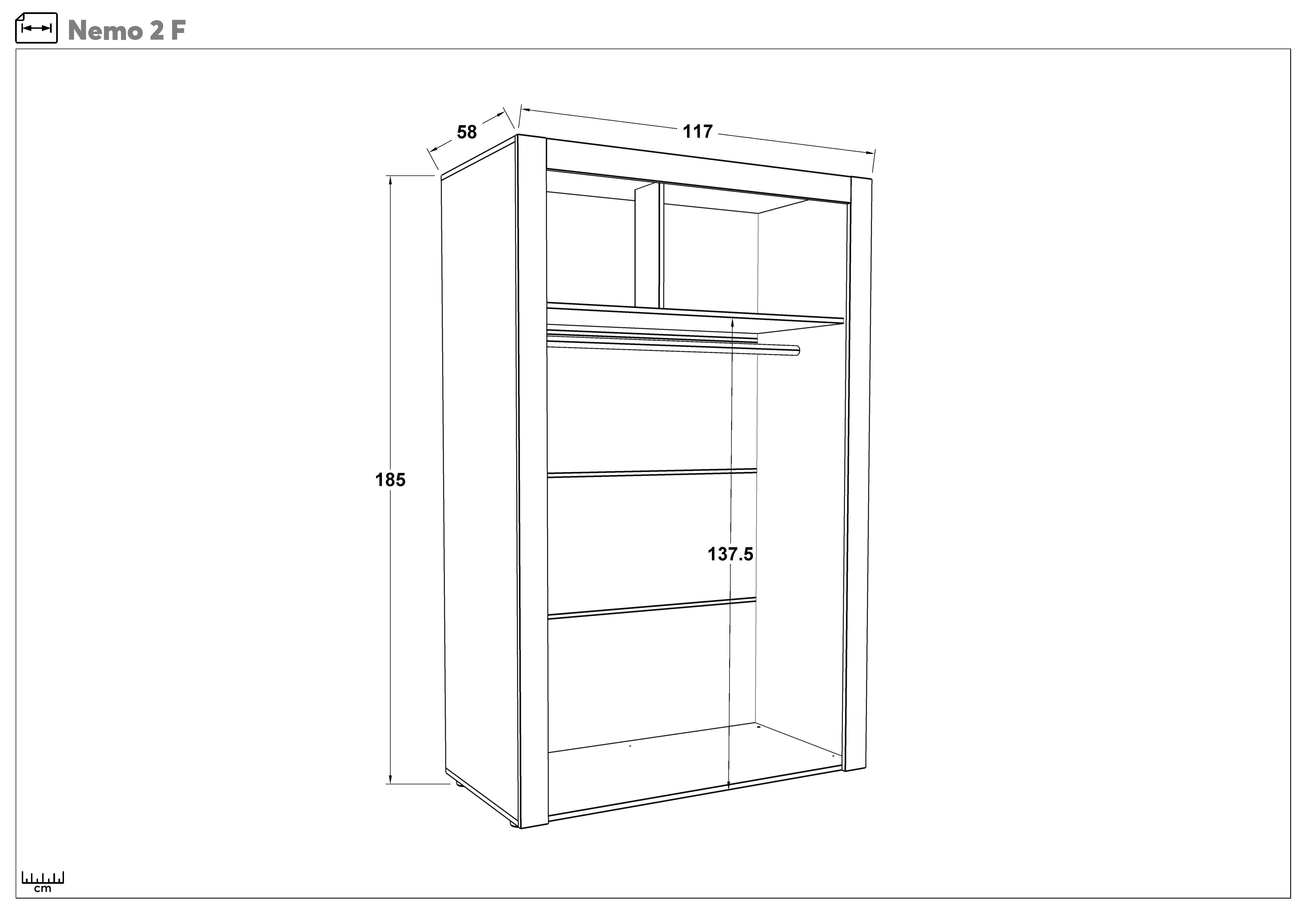 Dulap cu bara pentru umerase Nemo 2, alb + alb  2