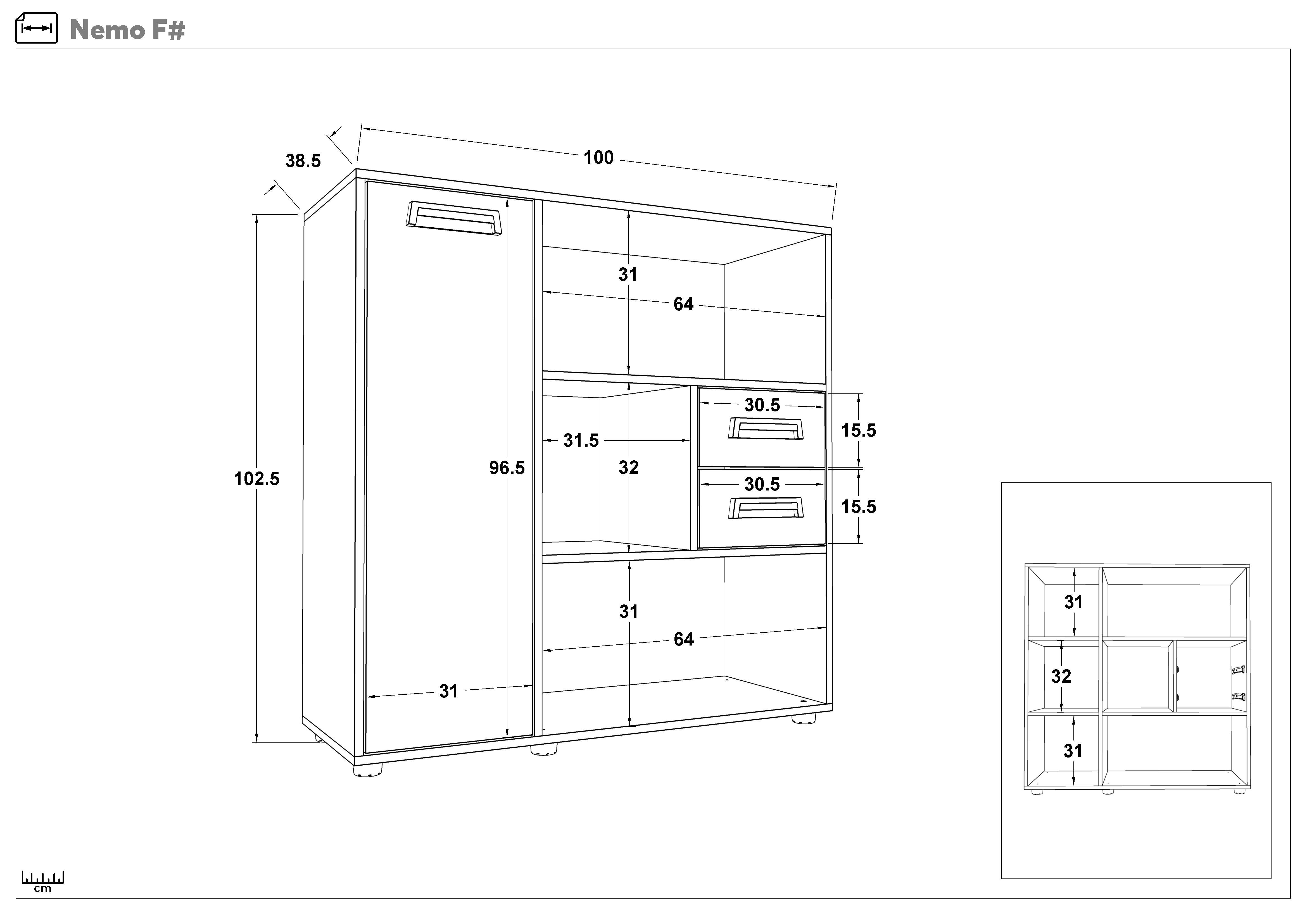 Комод Немо, белый глянец + дуб сонома  2