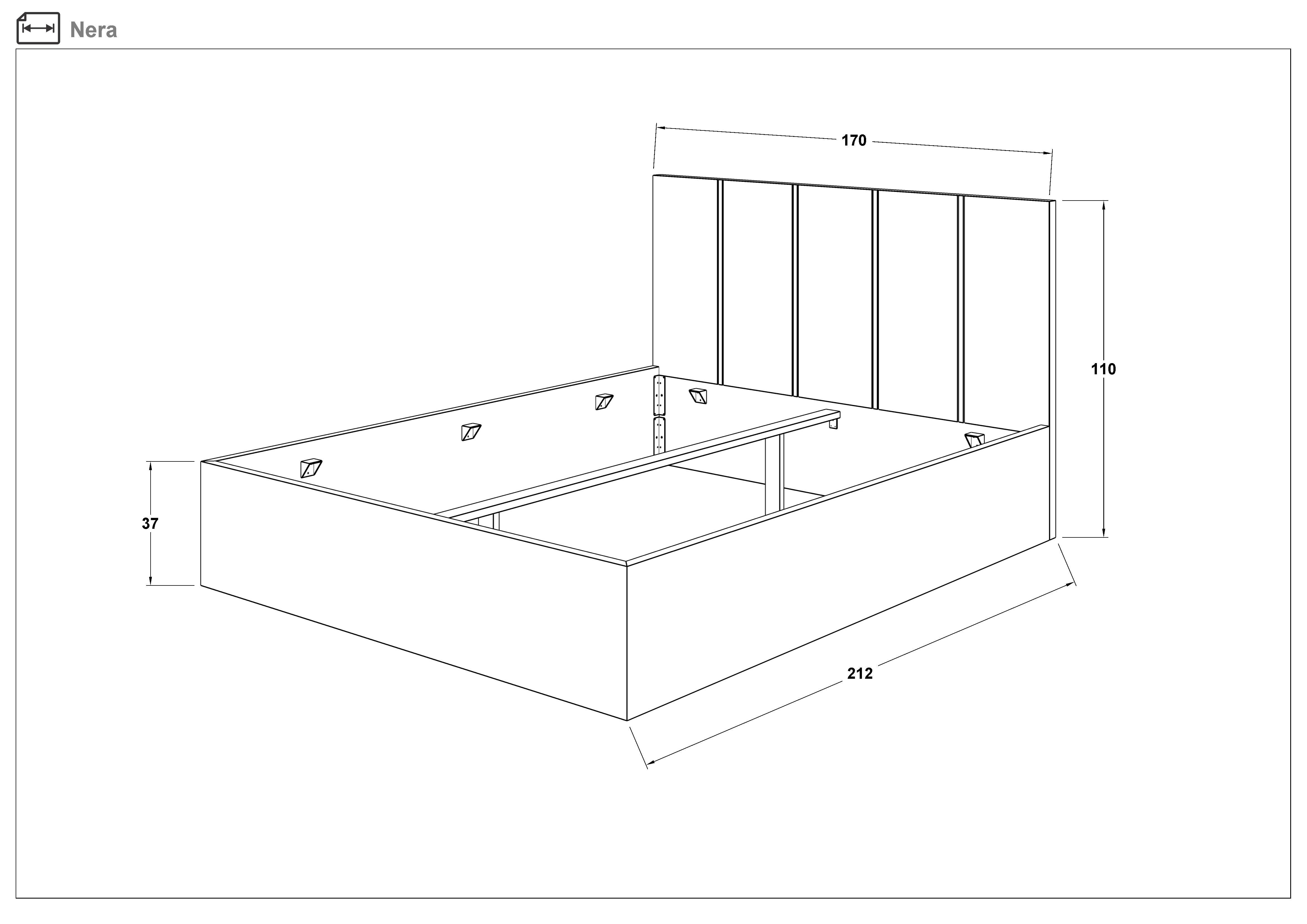 Двуспальная кровать с мягкой обивкой под матрас 160/200 Нера, синий  2